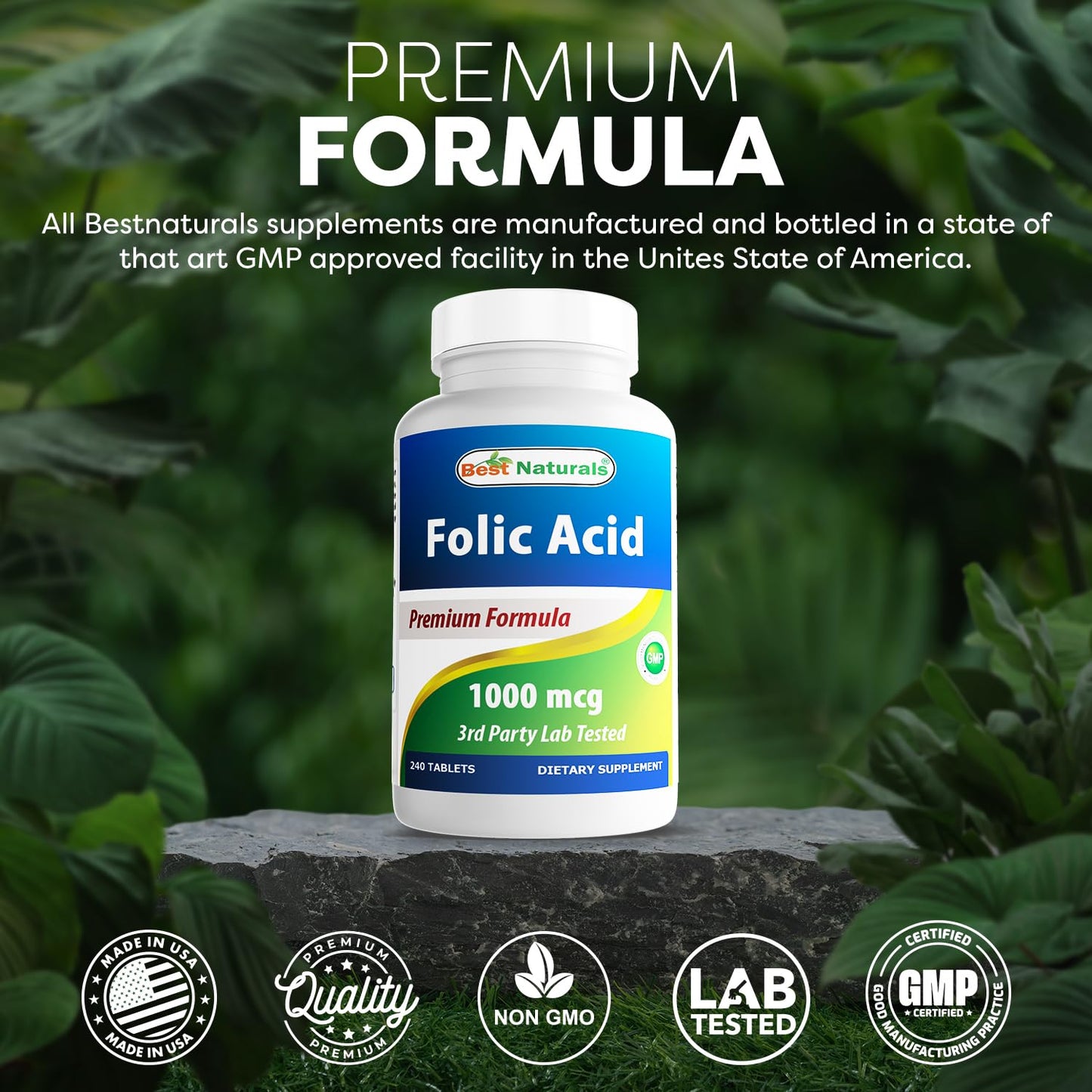 Botellas suplemento ácido fólico Best Naturals