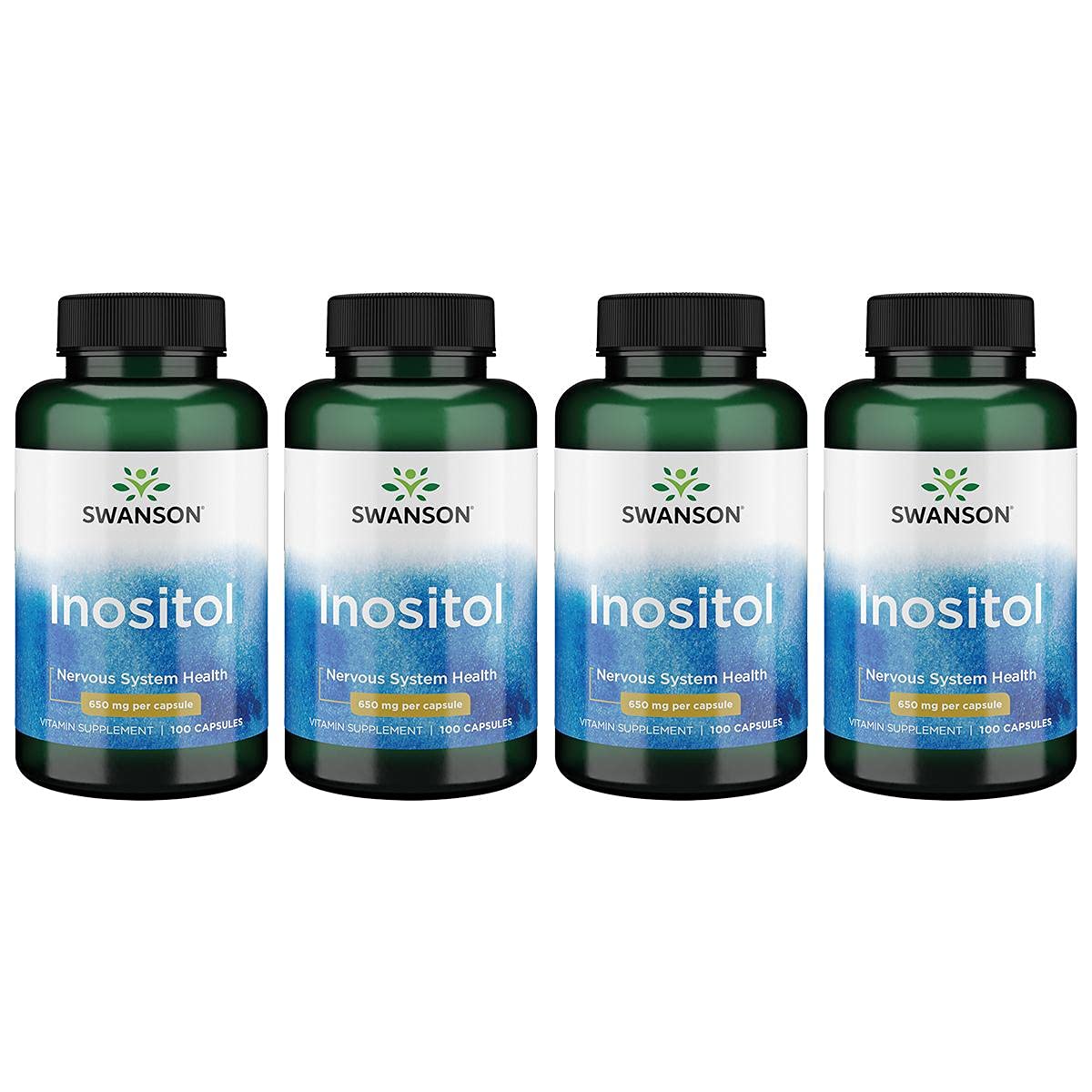 Botellas Swanson inositol 650 mg 100 cápsulas paquete 4