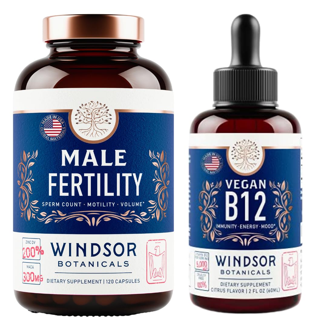 Botellas Windsor Botanicals vitamina b12 líquida y suplemento fertilidad