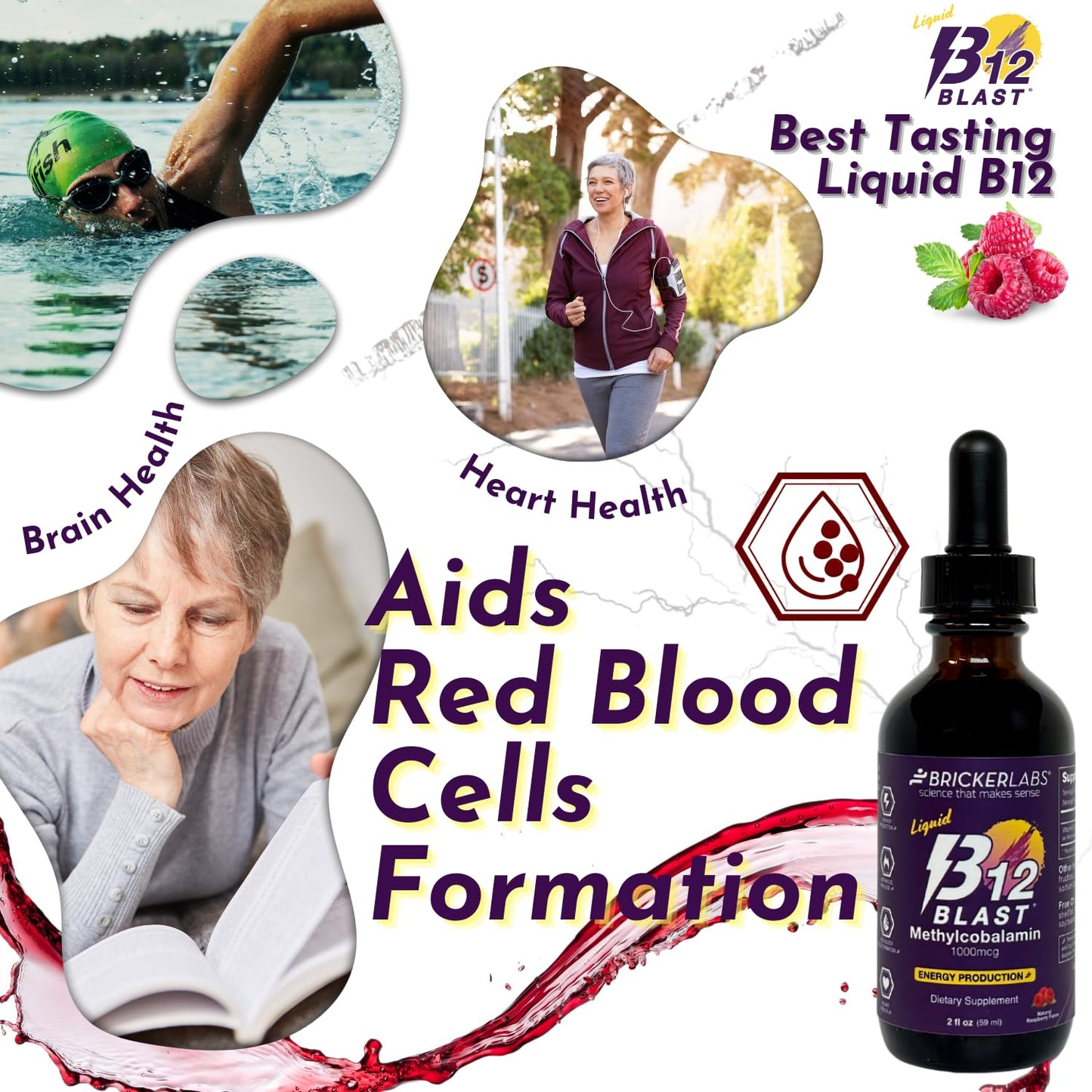 Frascos múltiples Bricker Labs B12 Blast vitamina líquida 59 dosis