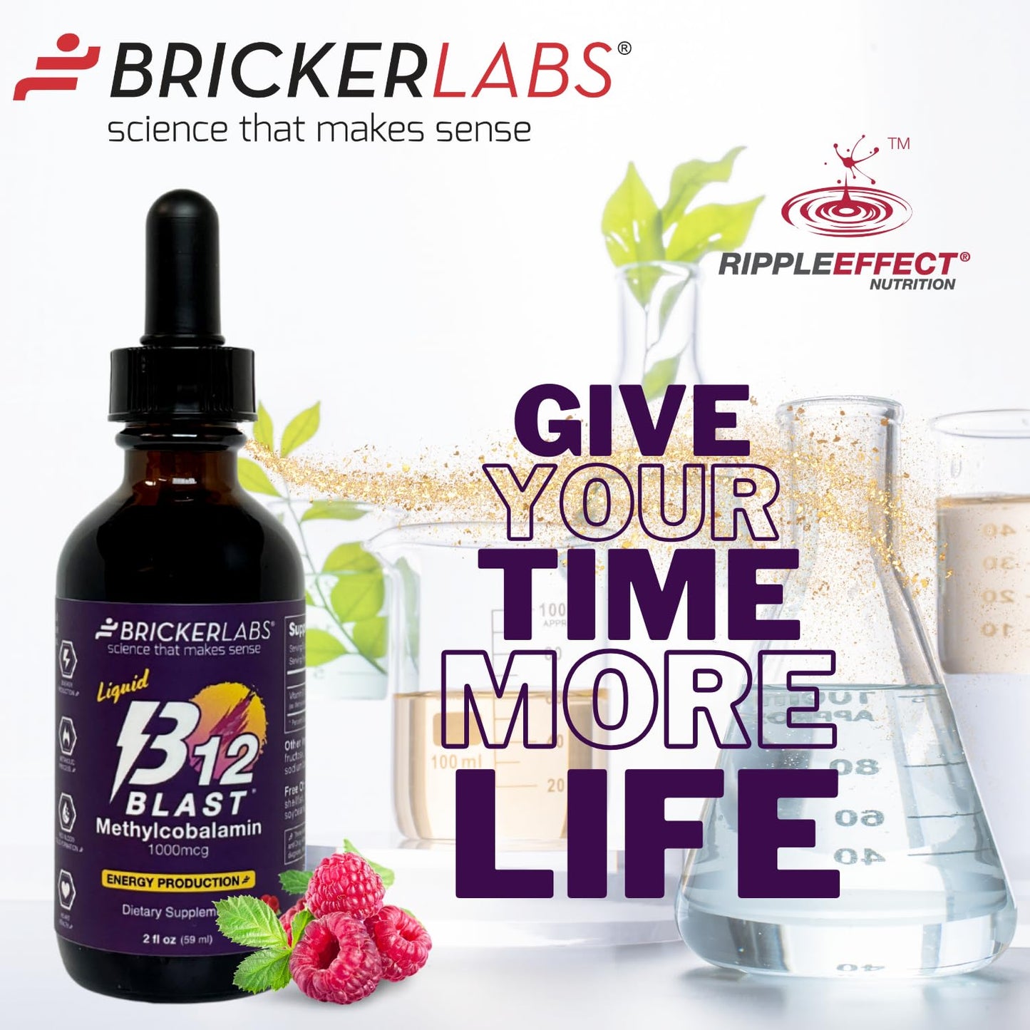 Bricker Labs B12 Blast vitamina líquida presentación frambuesa