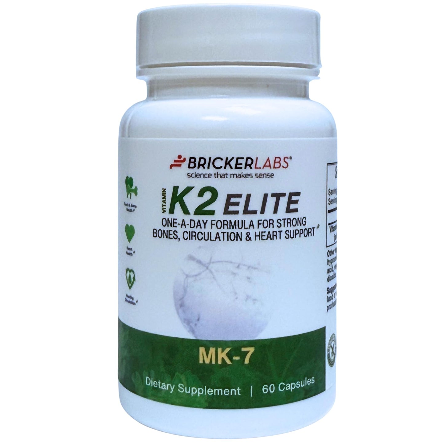 Bricker Labs vitamina K2 MK-7 suplemento 60 cápsulas caja frontal