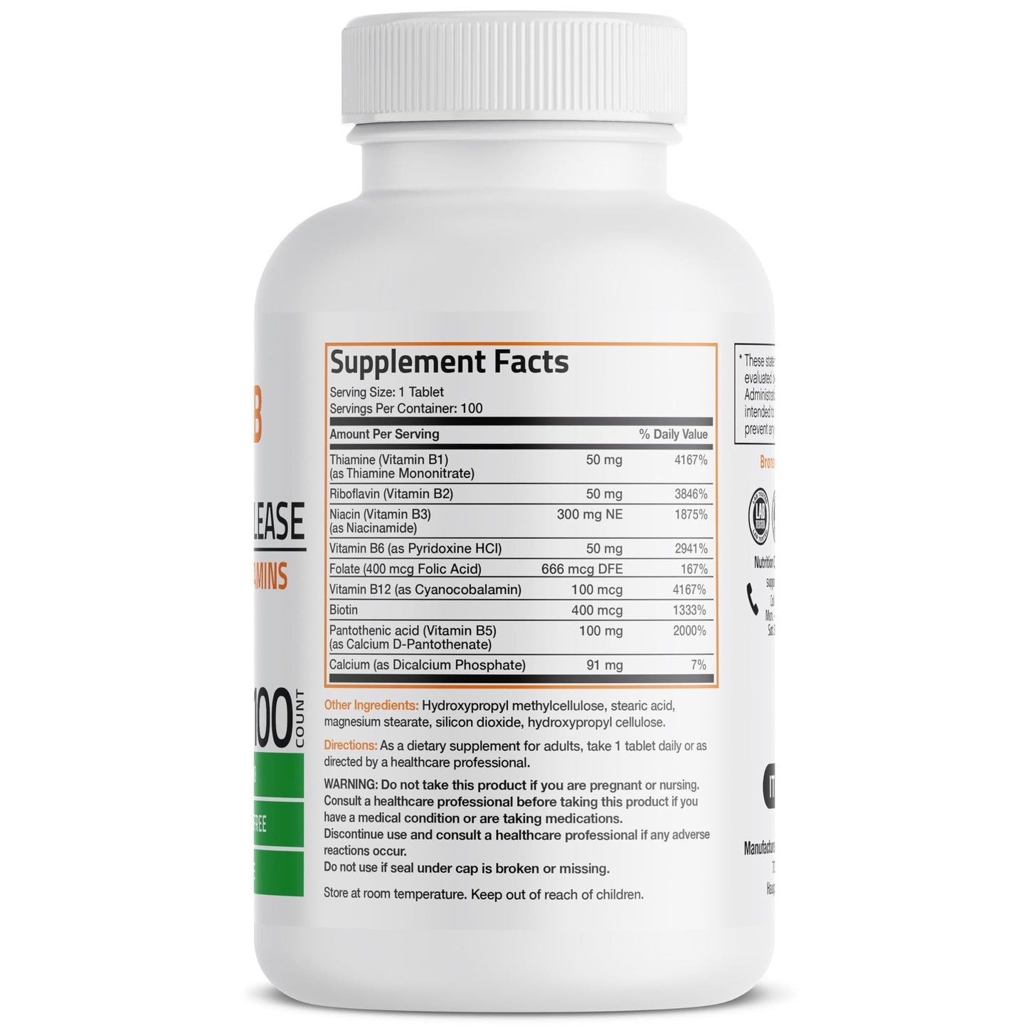 Bronson Super B vitamina B caja 100 tabletas