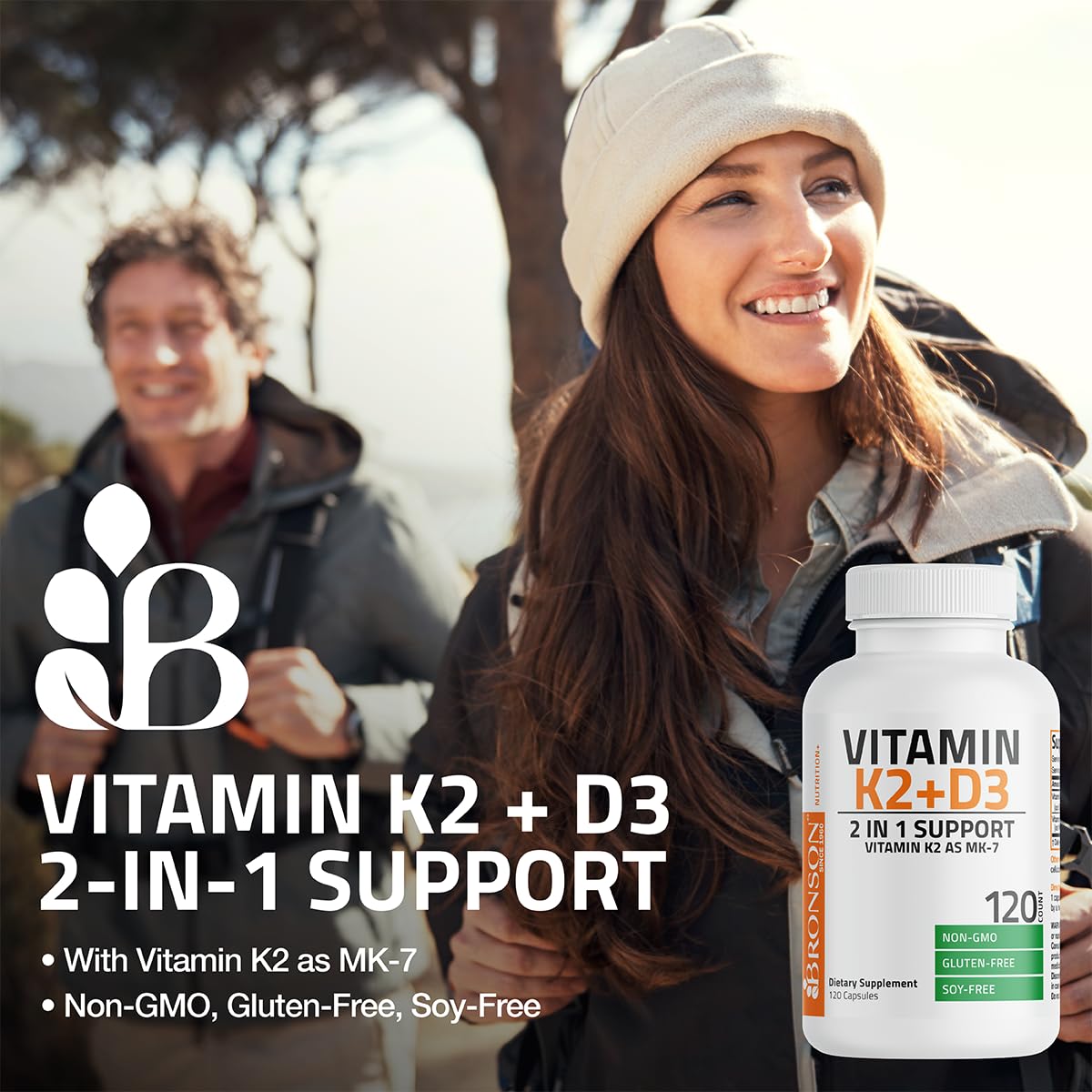 Bronson suplemento para huesos fuertes vitamina k2 d3