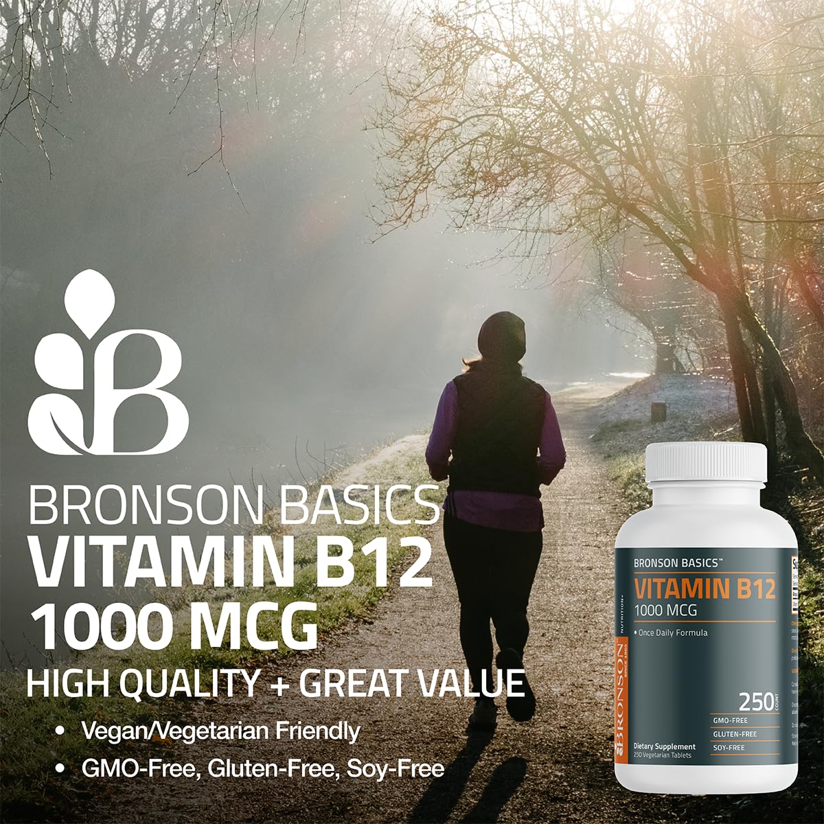 Bronson suplemento vitamina B12 No-OGM para uso diario