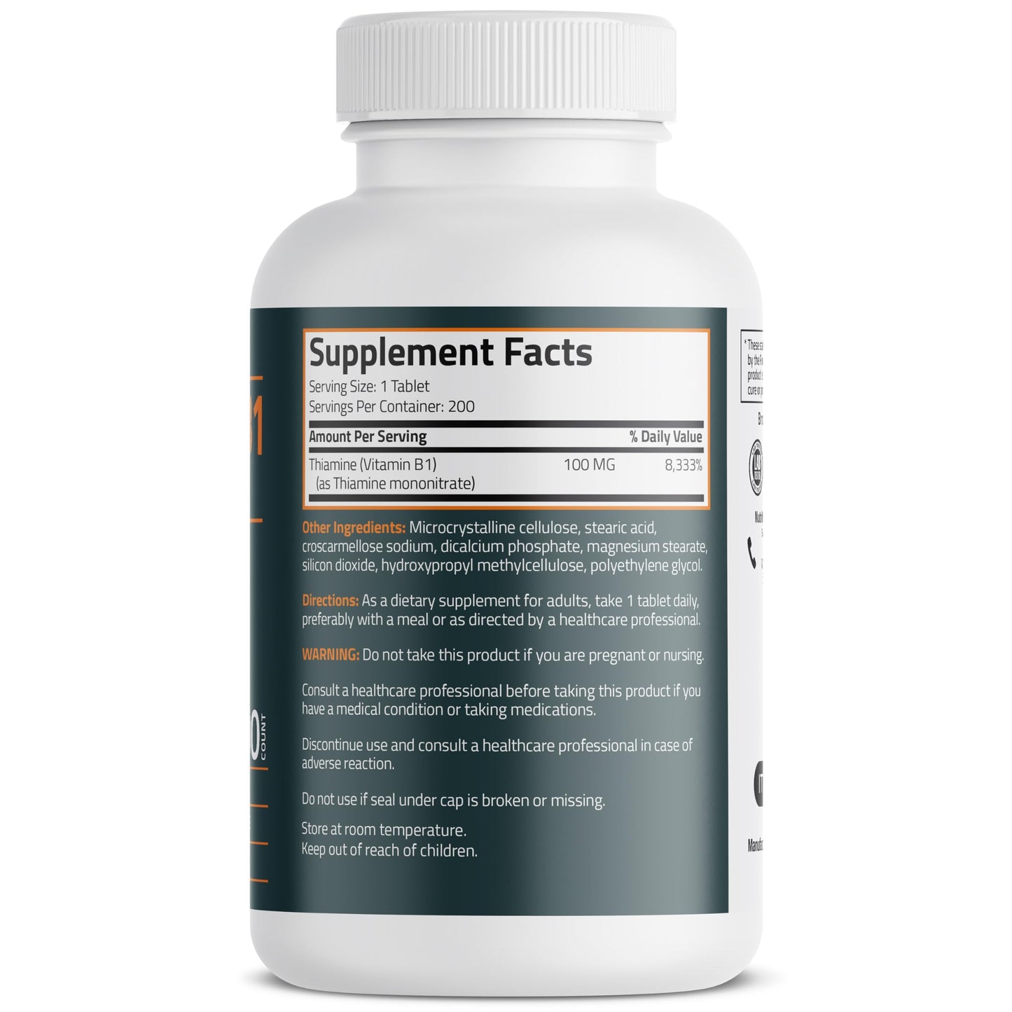 Bronson vitamin b1 100mg información etiqueta