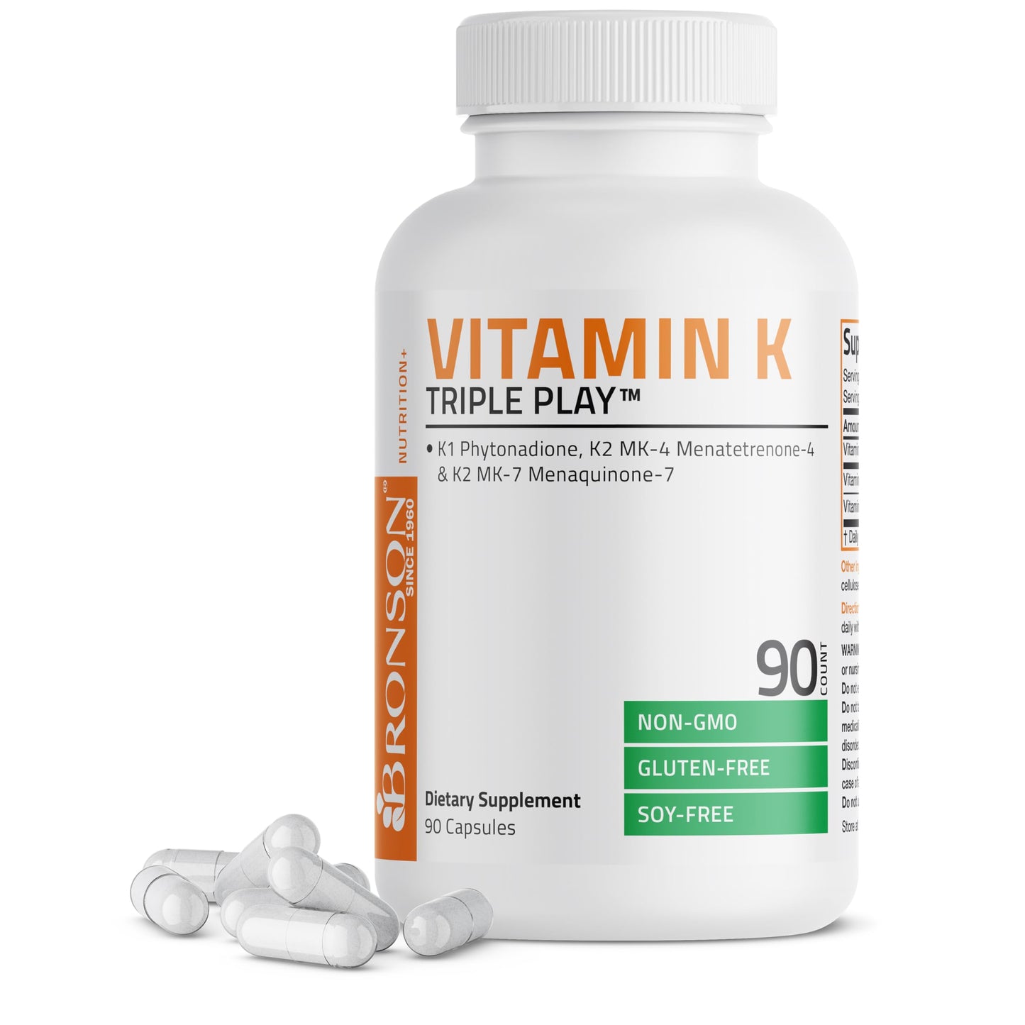 Bronson Vitamin K Triple Play 90 cápsulas para salud ósea y cardiovascular