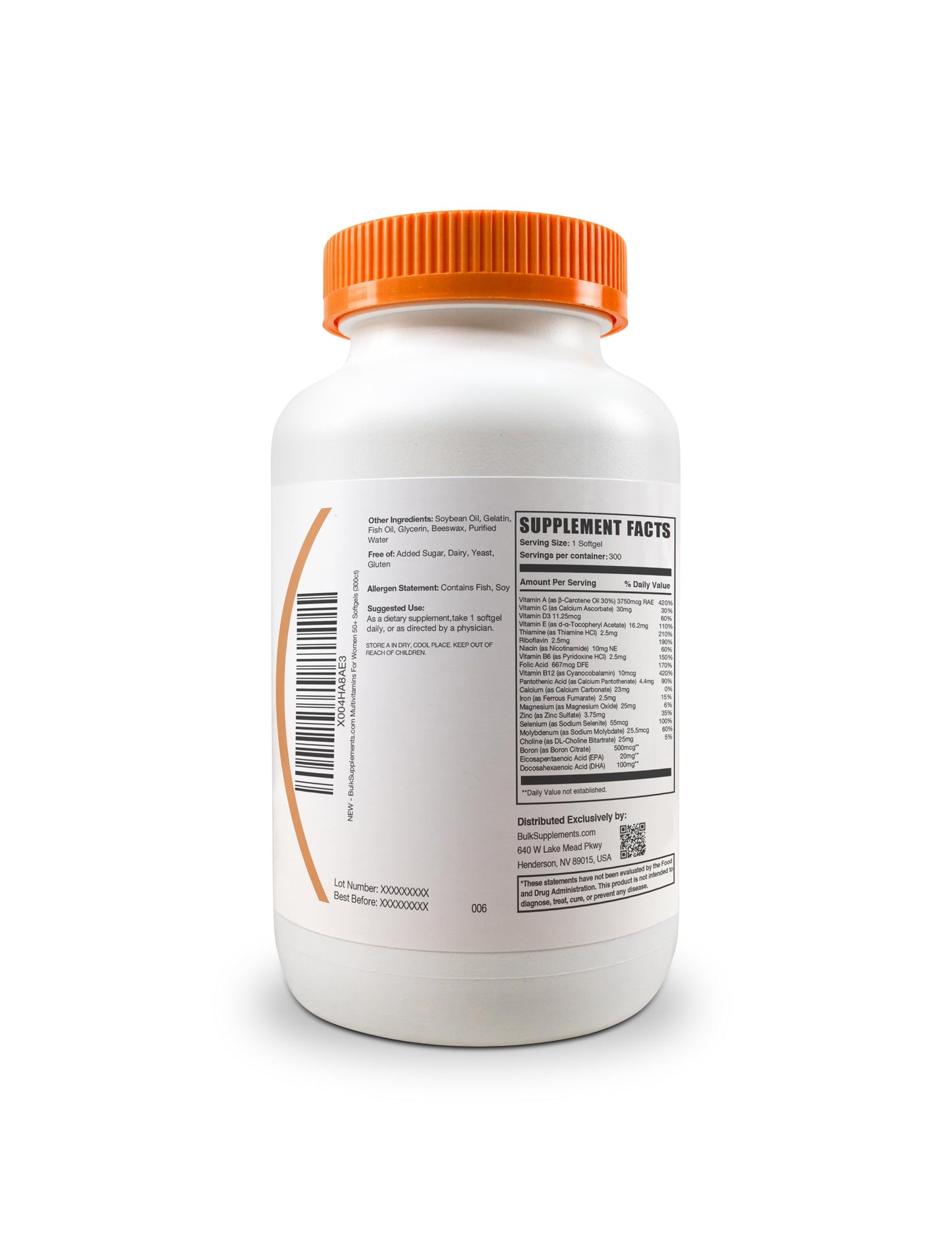 Presentación de calidad de BulkSupplements Multivitaminas para mujeres mayores de 50.