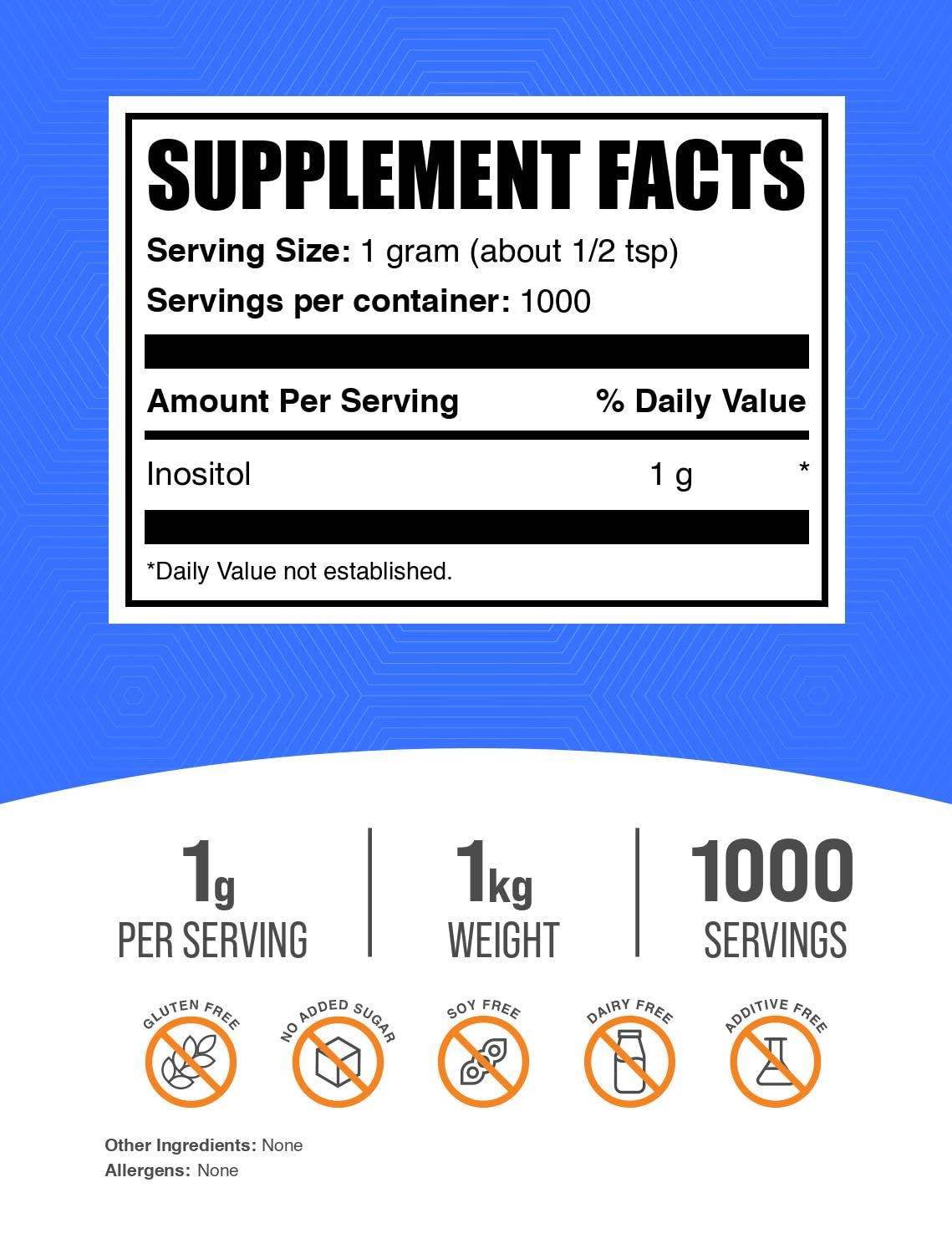 Botella cápsulas BulkSupplements inositol vitaminas