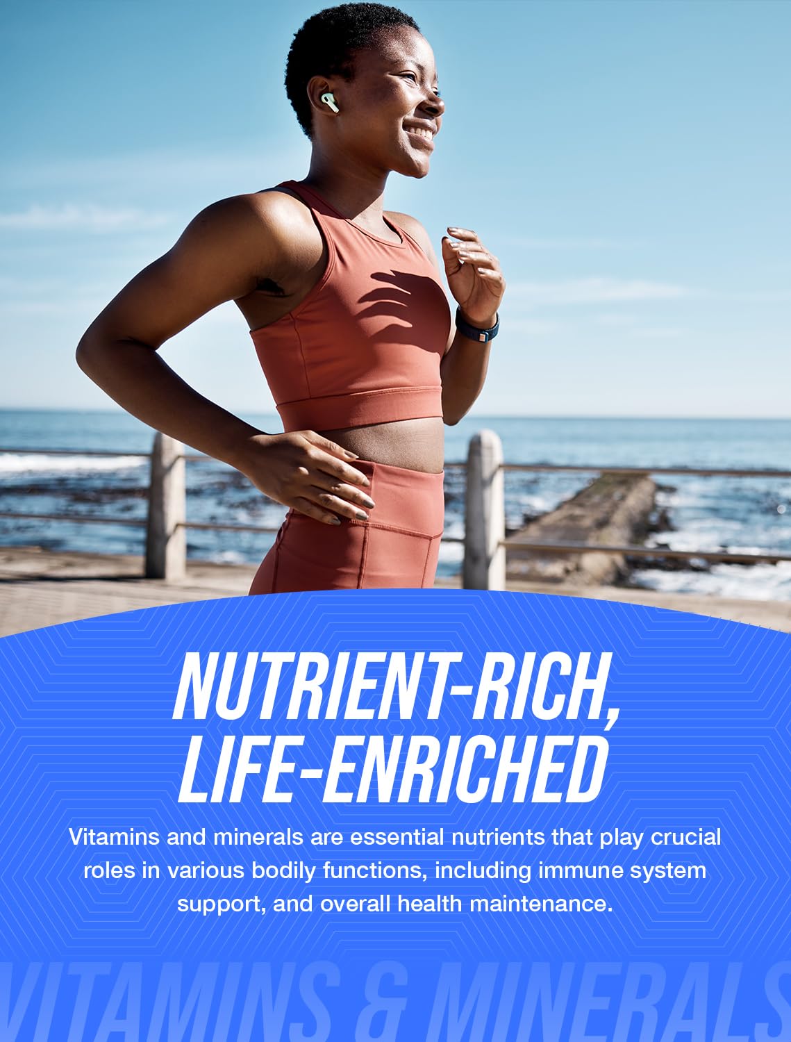 Vista frontal de BulkSupplements Multivitaminas Mujeres 50+, suplemento completo.