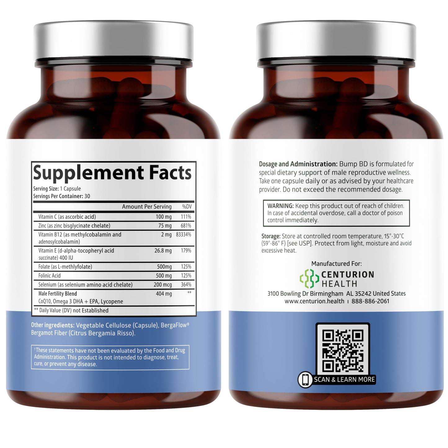 Bump BD cápsulas vitaminas prenatales masculinas