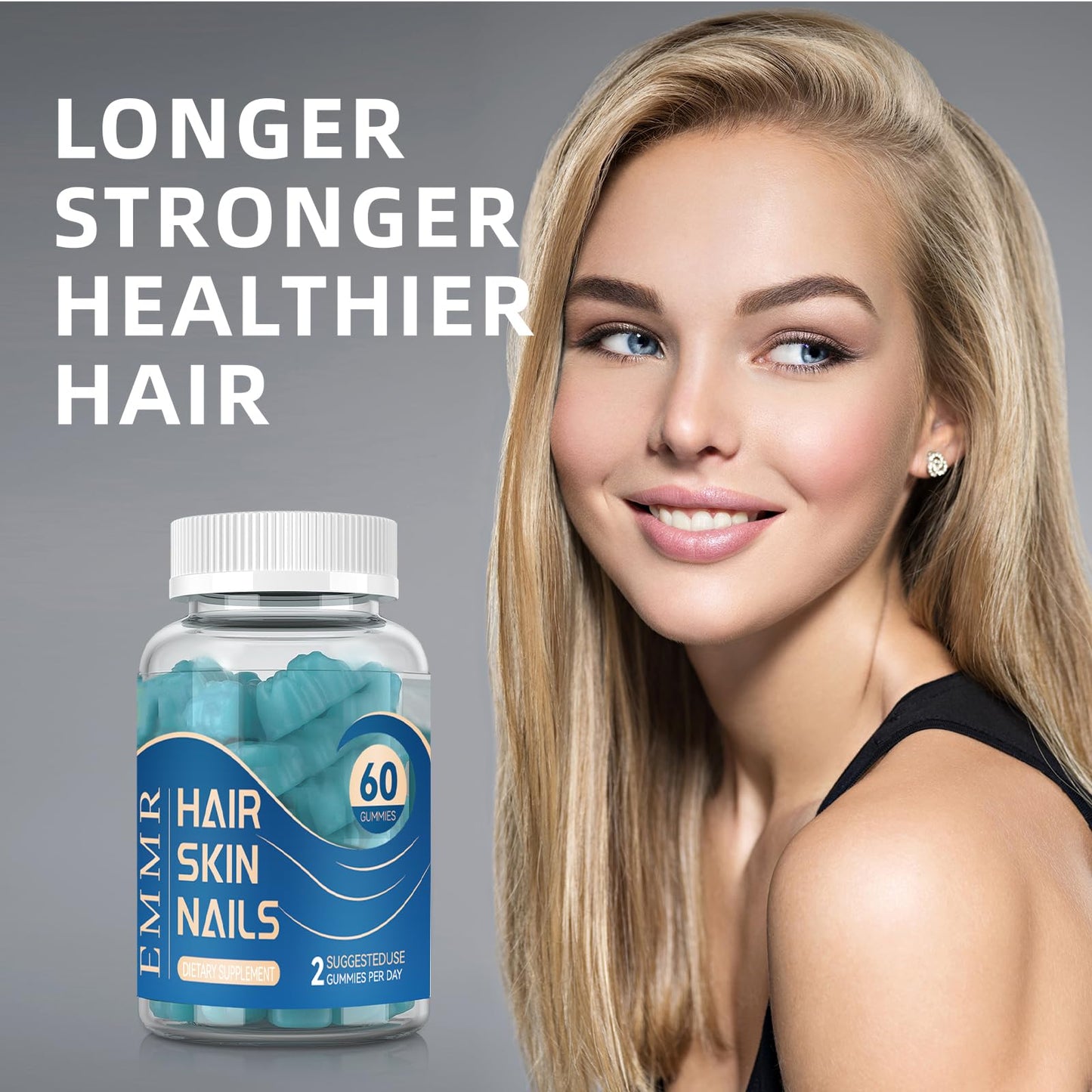Cabello más largo, fuerte y saludable con gomitas XUIZNEOW