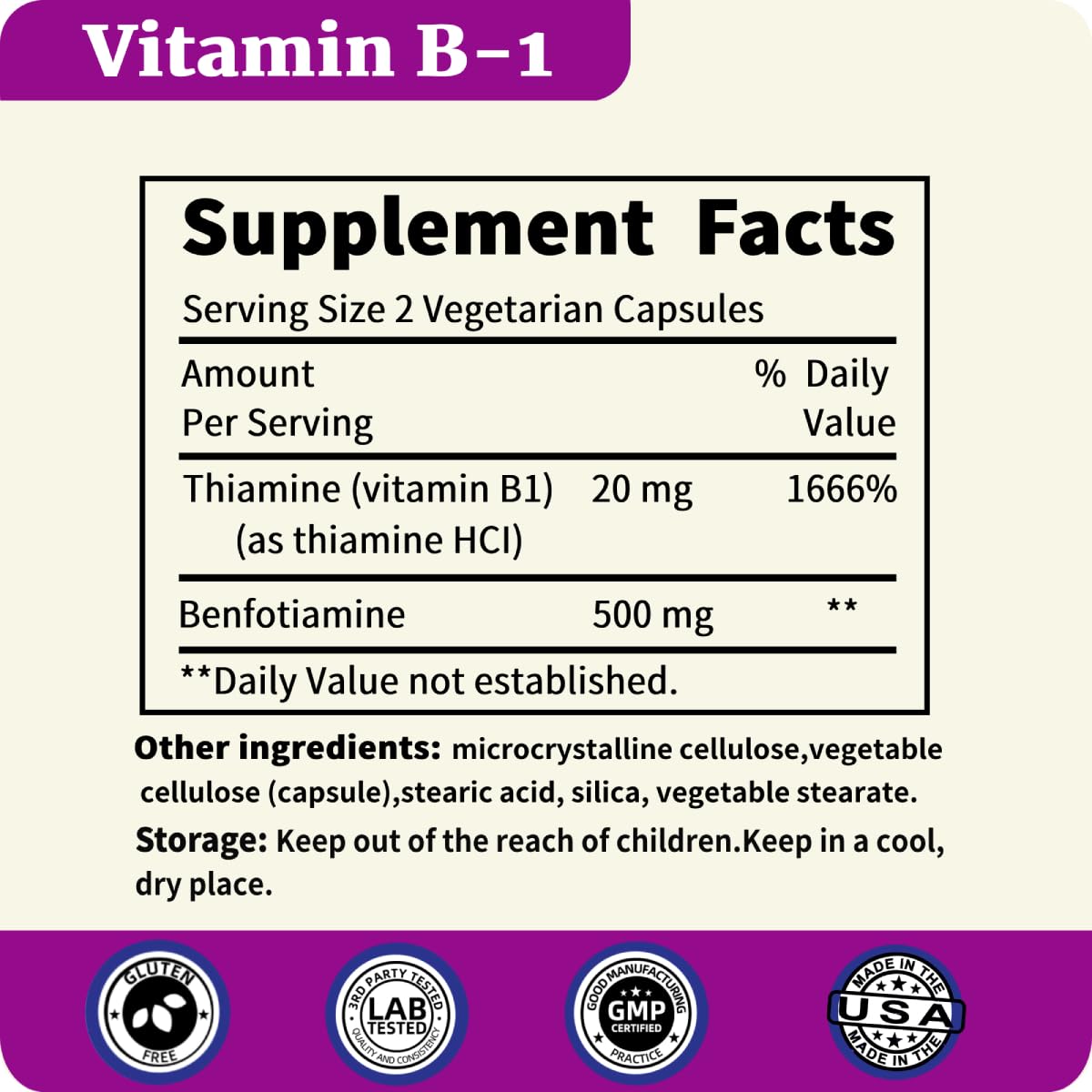 Caja 120 cápsulas benfotiamina 500mg sin estearatos
