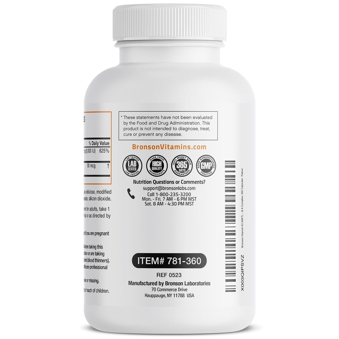 Caja con 360 cápsulas vitamina Bronson K2 y D3