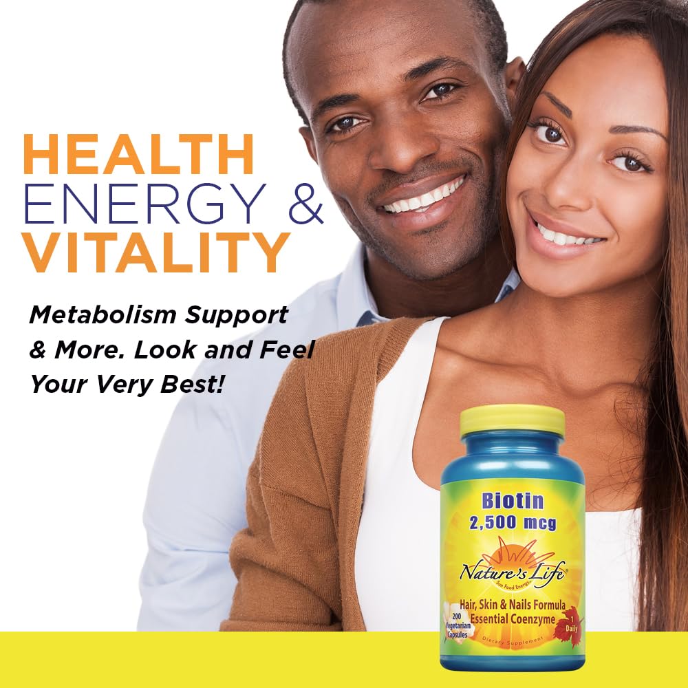 Caja de biotina Nature's Life 200 cápsulas para metabolismo sano