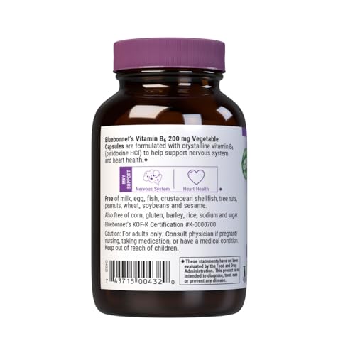 Caja Bluebonnet Vitamina B6 200 mg cápsulas vegetales