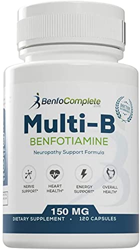 Caja y botellas suplemento benfotiamina multi-b neuropatía