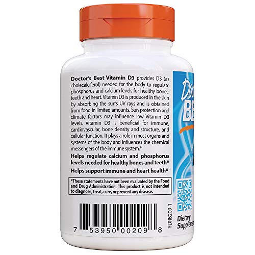 Caja de Doctor's BEST Vitamina D3 1000 IU con 180 cápsulas