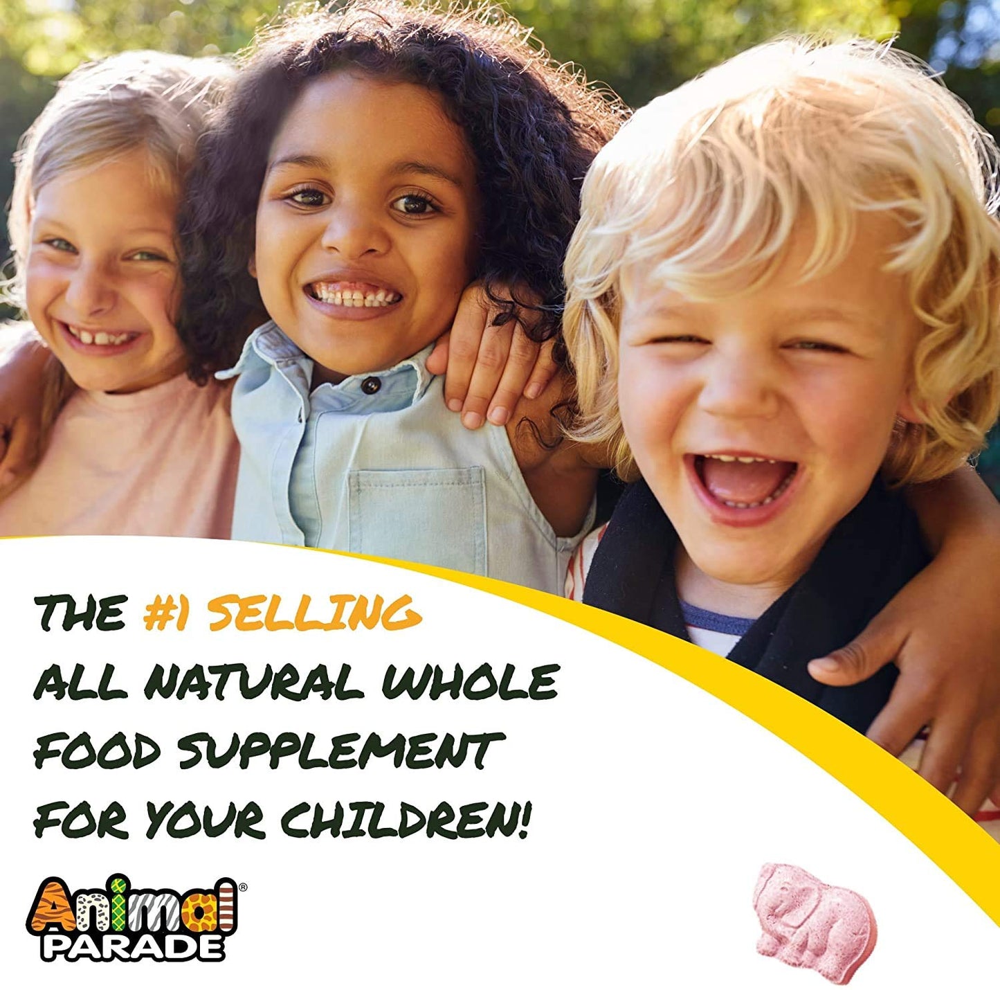 Caja y frasco de Animal Parade multivitaminas para niños