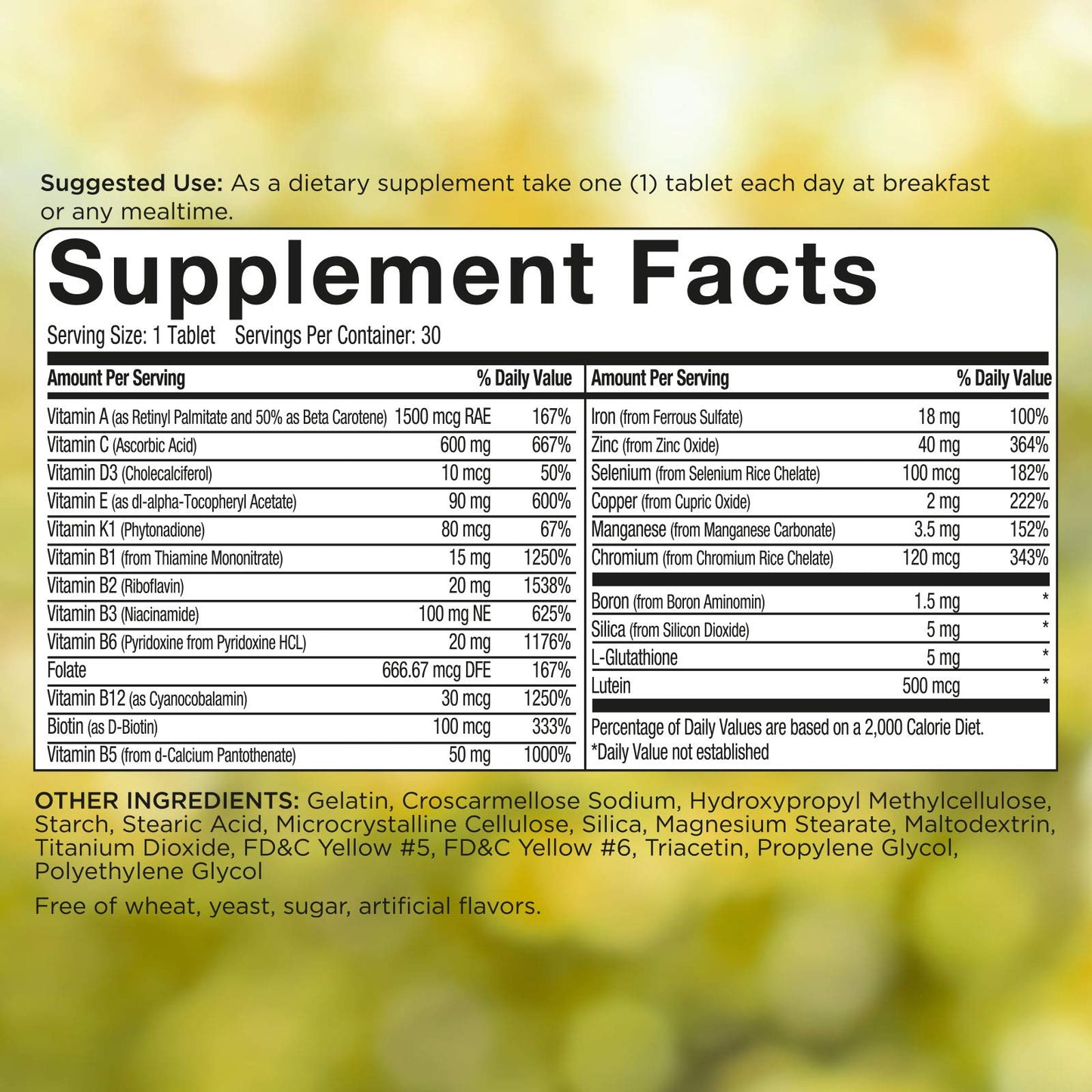 Caja frontal suplemento PowerAll multivitamínico para adultos