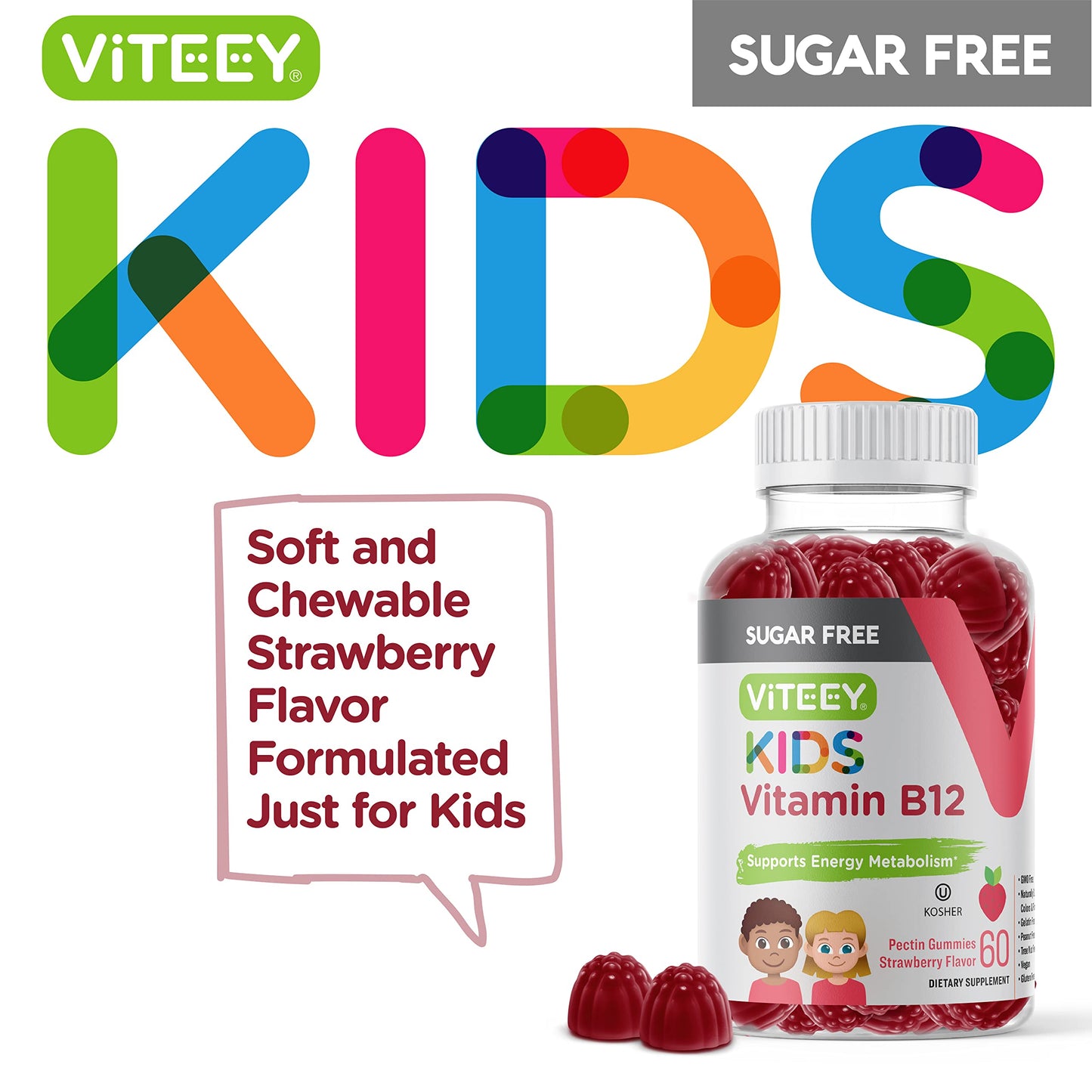 Caja de gominolas vitamina B12 para niños sin gluten y sin gelatina