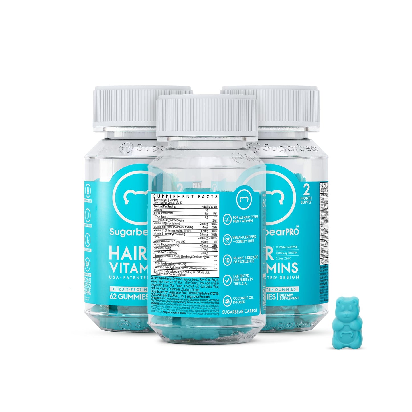 Caja gomitas SugarbearPRO biotina 6000mcg pelo y uñas