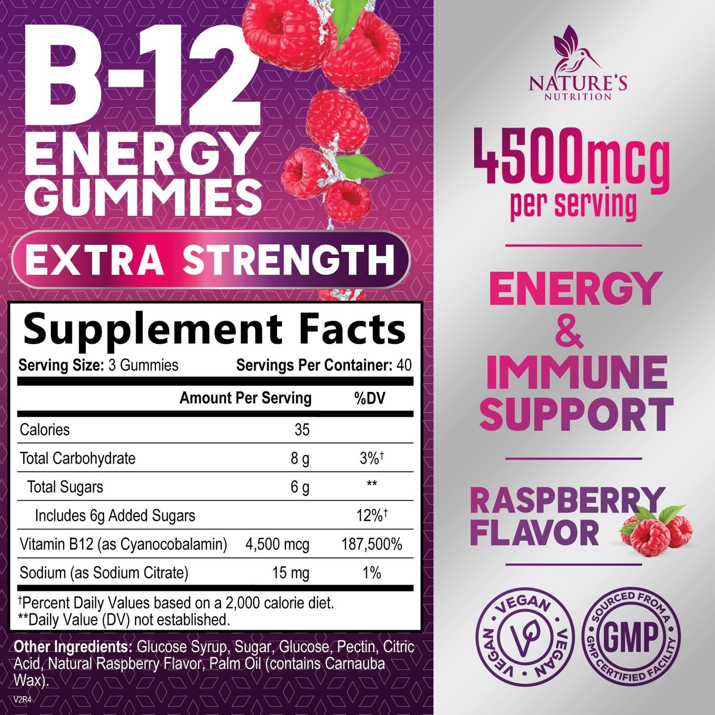 Caja de gomitas de vitamina B12 Nature's Nutrition 120 unidades