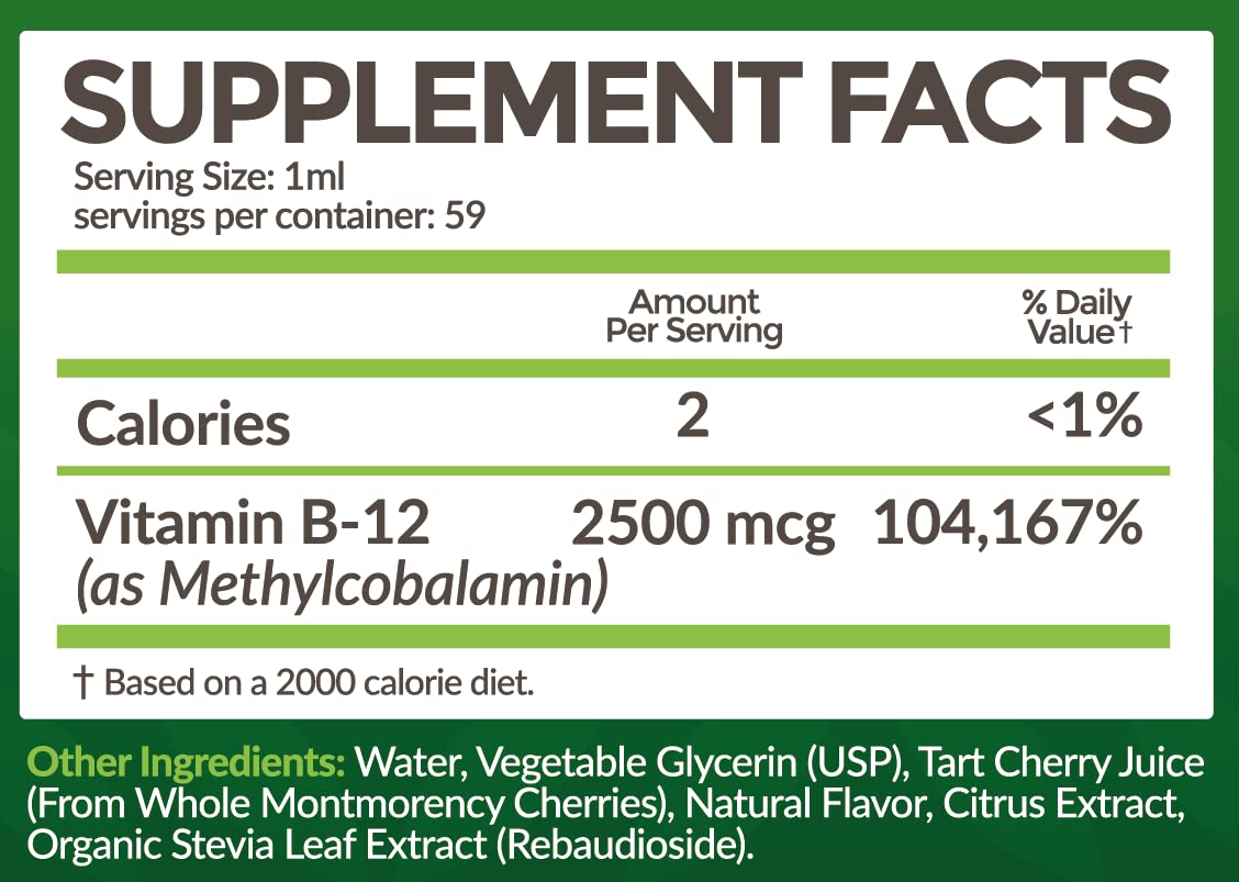 Caja de gotas vitamina B12 líquidas Bio Naturals con información