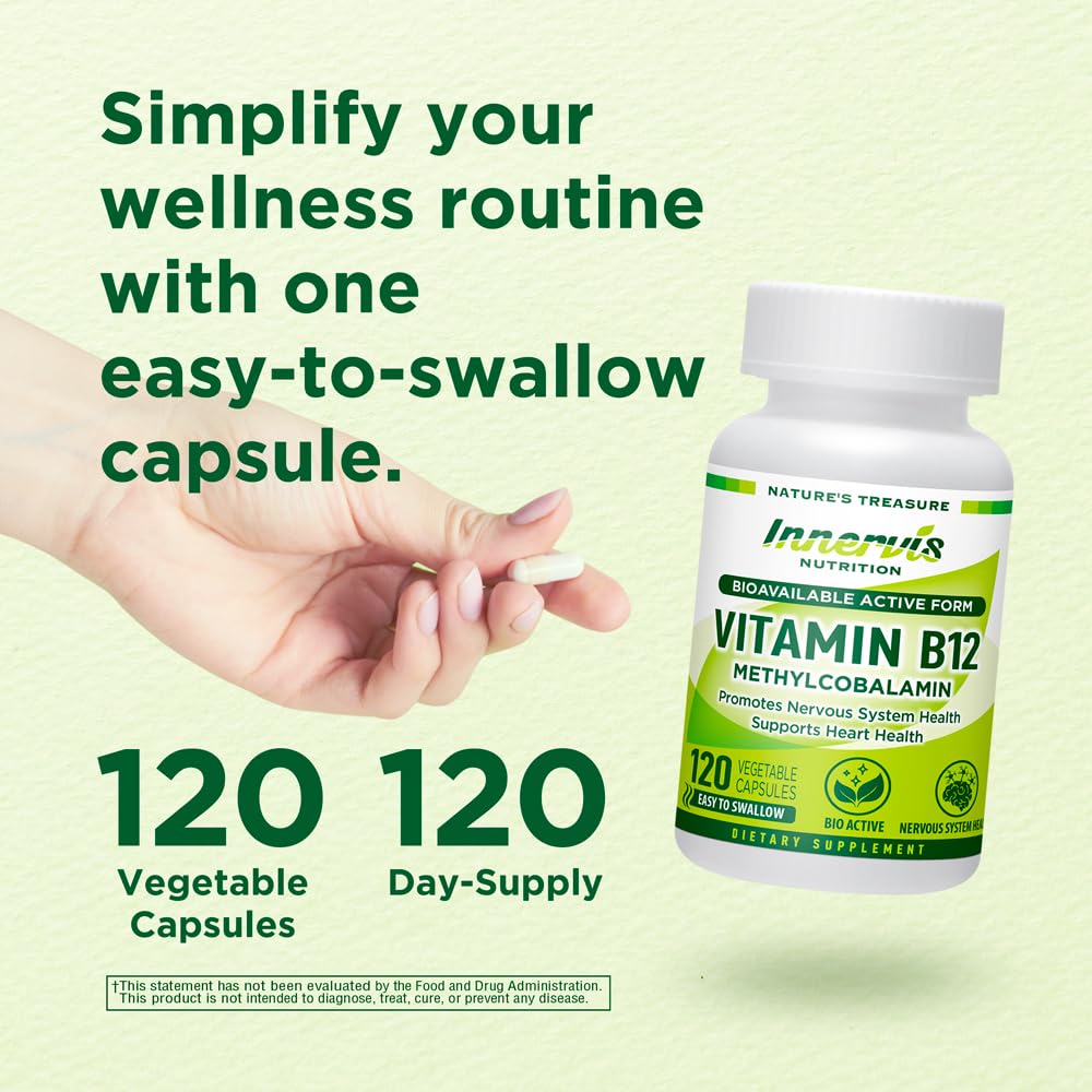 Caja INNERVISNUTRITION suplemento vitamina B12 metilcobalamina 120 cápsulas