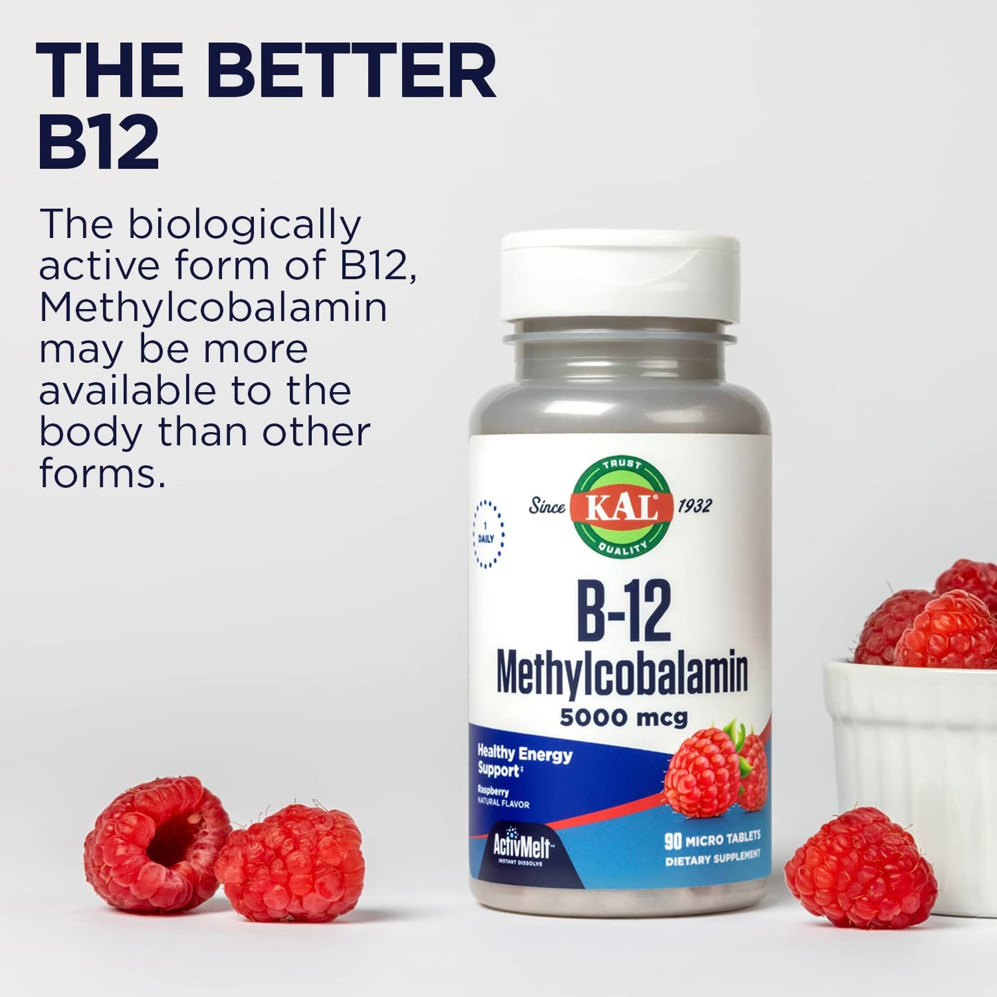 Caja KAL vitamina B12 metilcobalamina 90 micro tabletas
