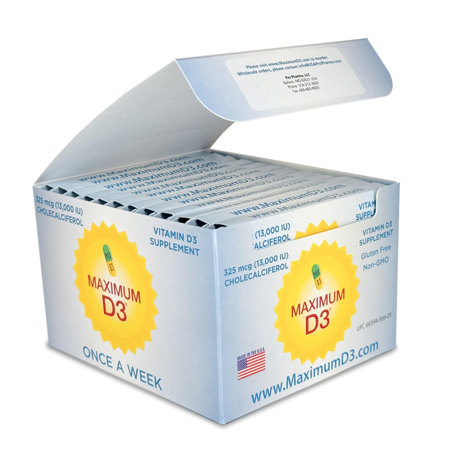 Caja maximum d3 13000 ui 60 cápsulas producto suplementario