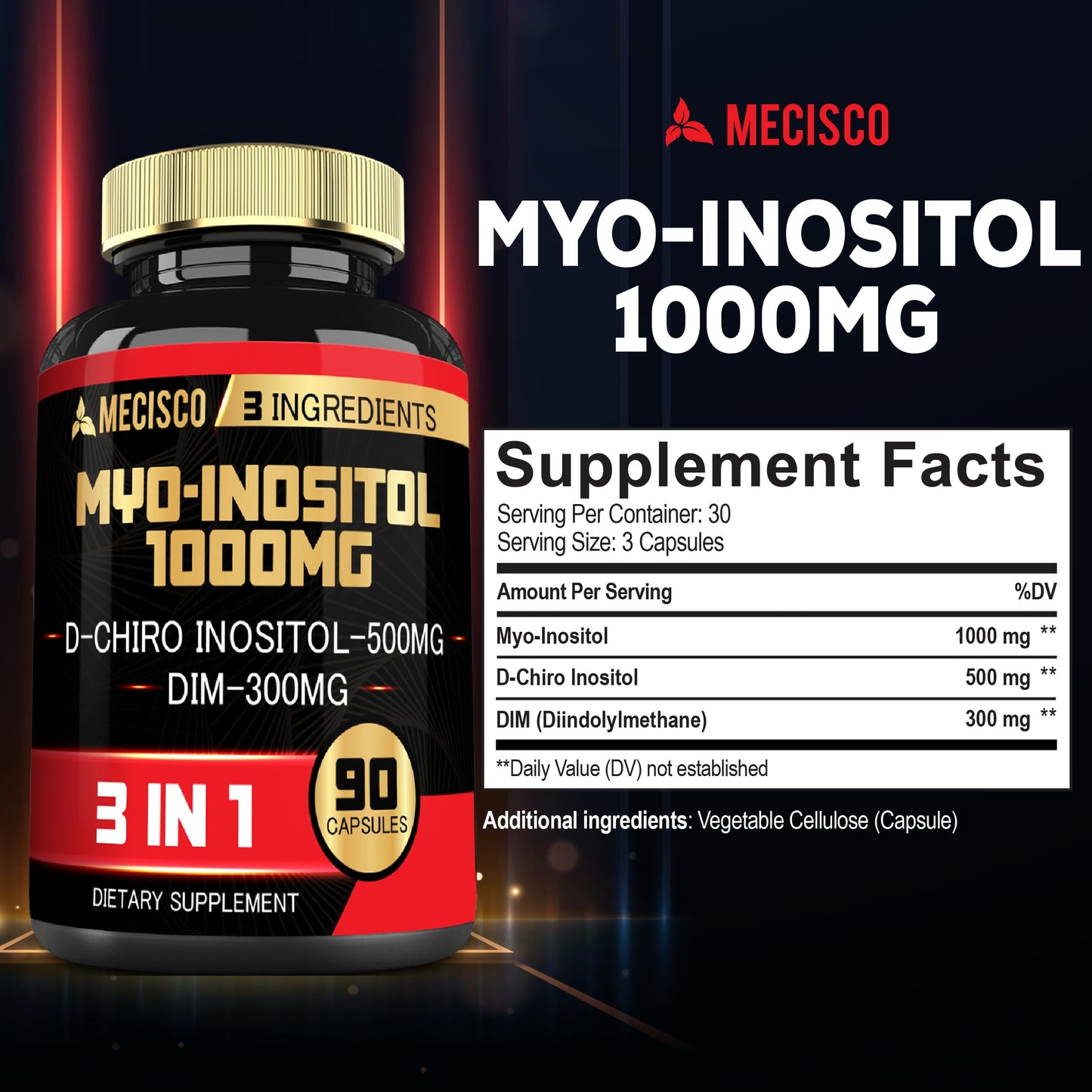 Caja Mecisco suplemento inositol DIM para bienestar y ciclo