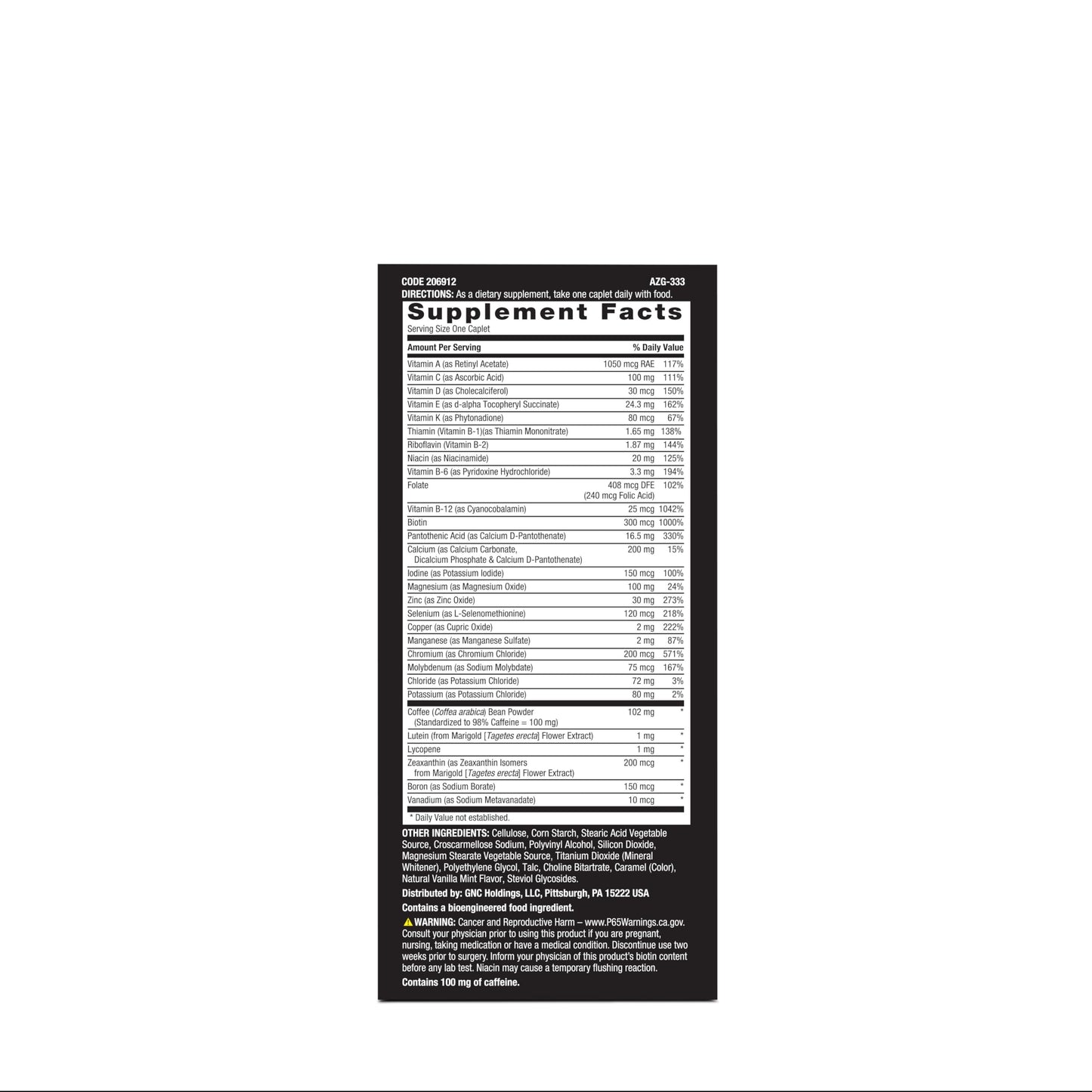 caja multivitamínico gnc vista trasera