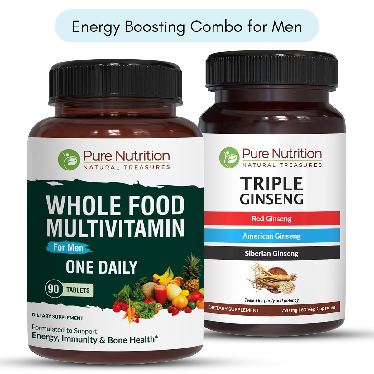 Caja del multivitamínico Pure Nutrition y triple ginseng