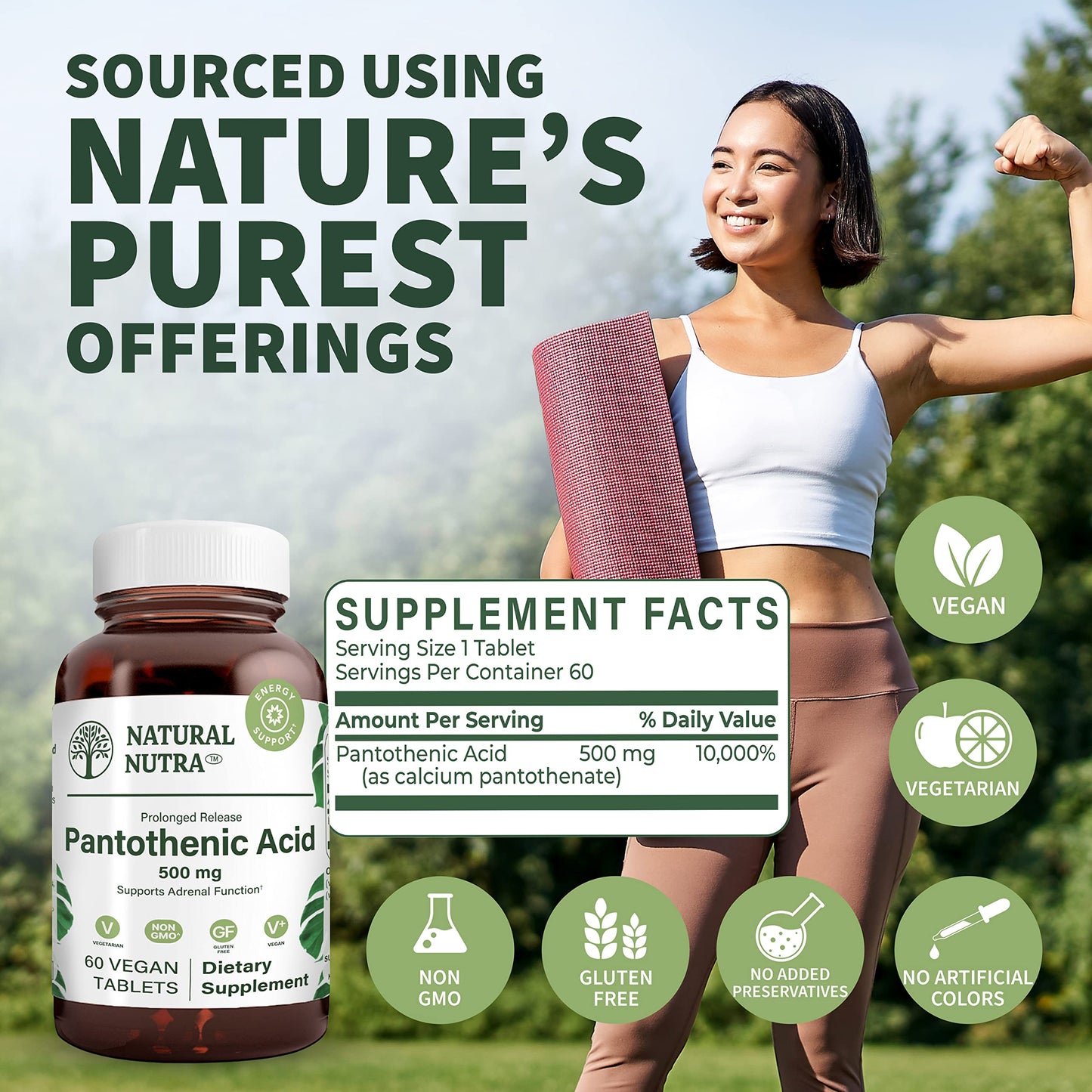 Caja Natural Nutra ácido pantoténico vitamina B5 120 tab
