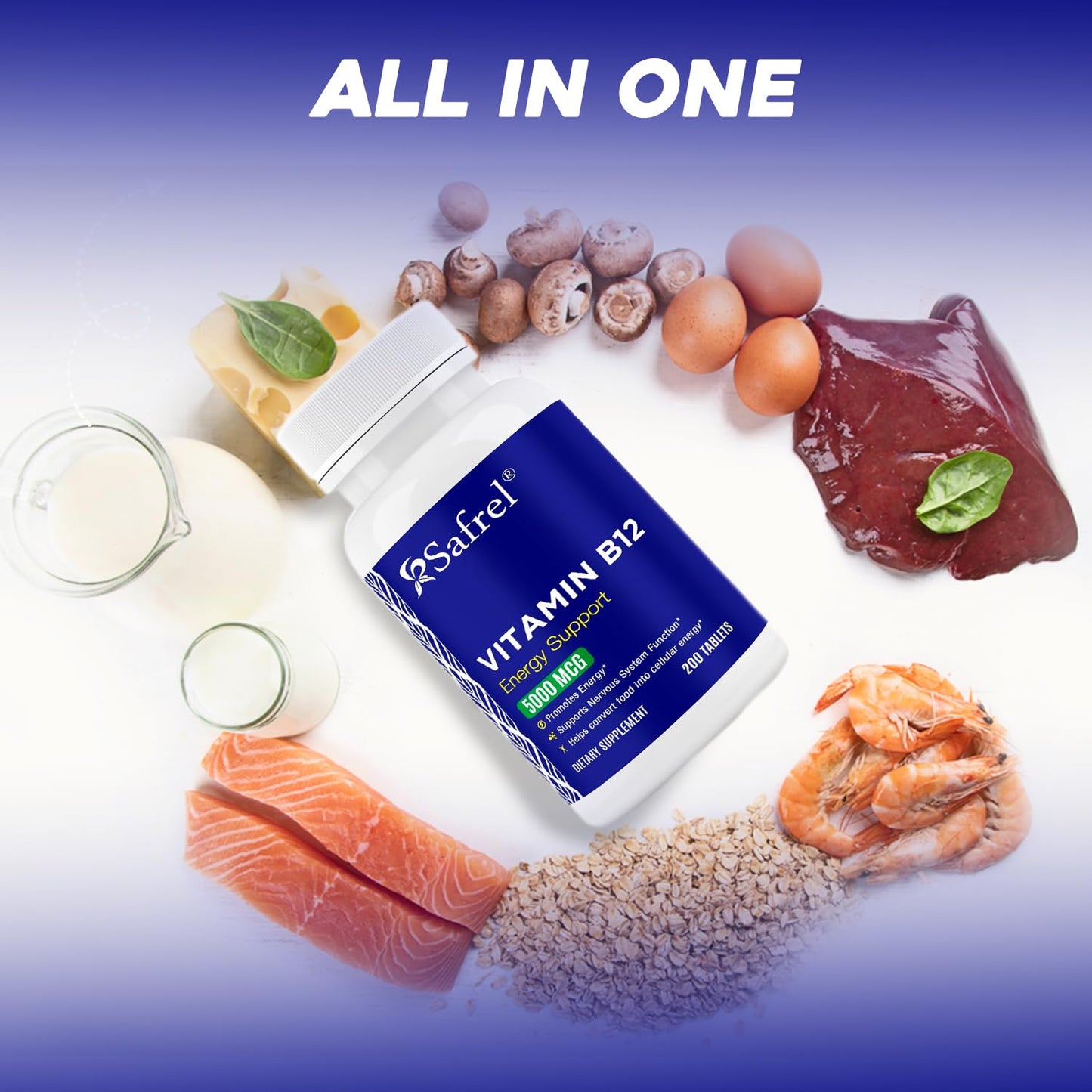 Caja Safrel vitamina B12 fórmula vegana sin gluten