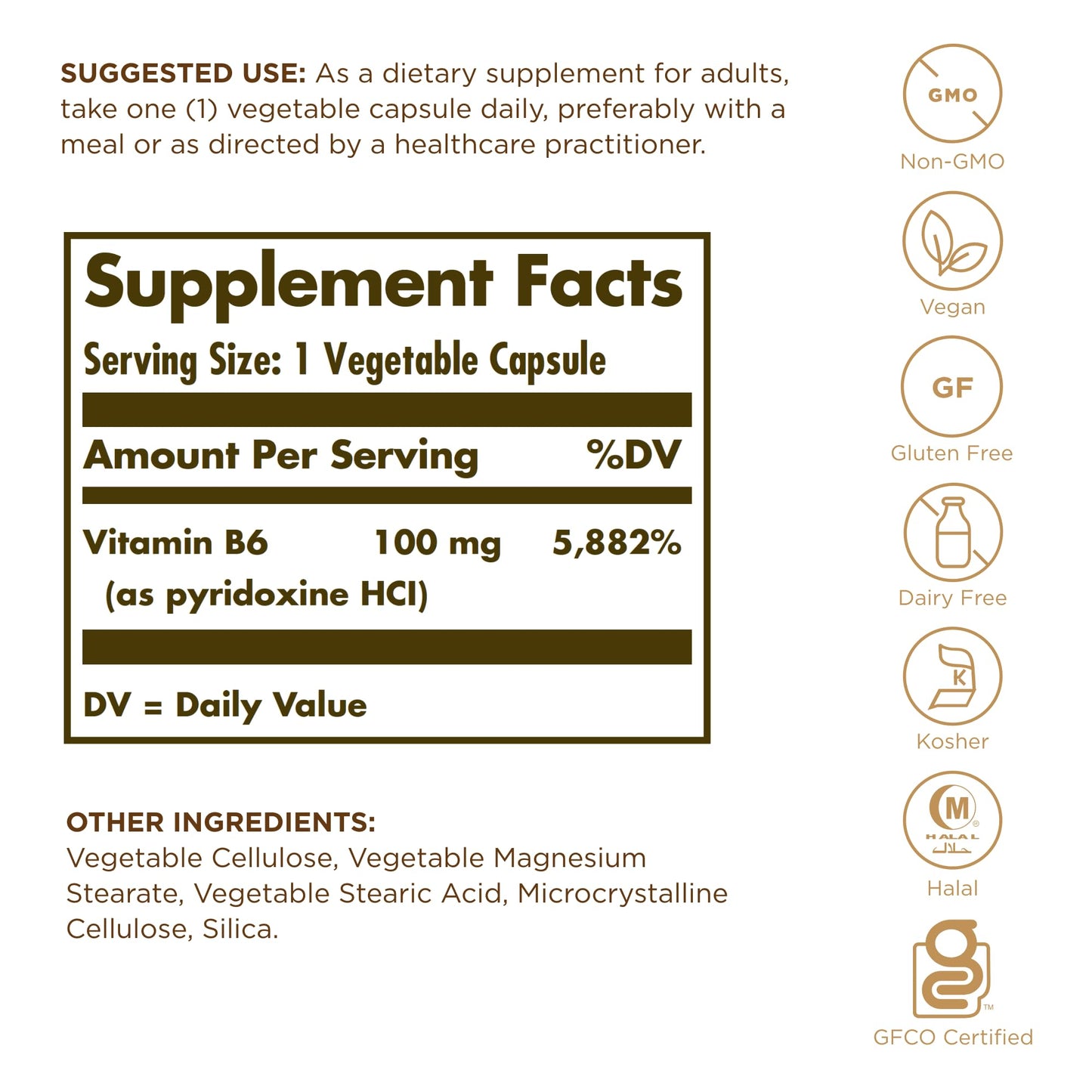 Caja Solgar Vitamina B6 cápsulas vegetales