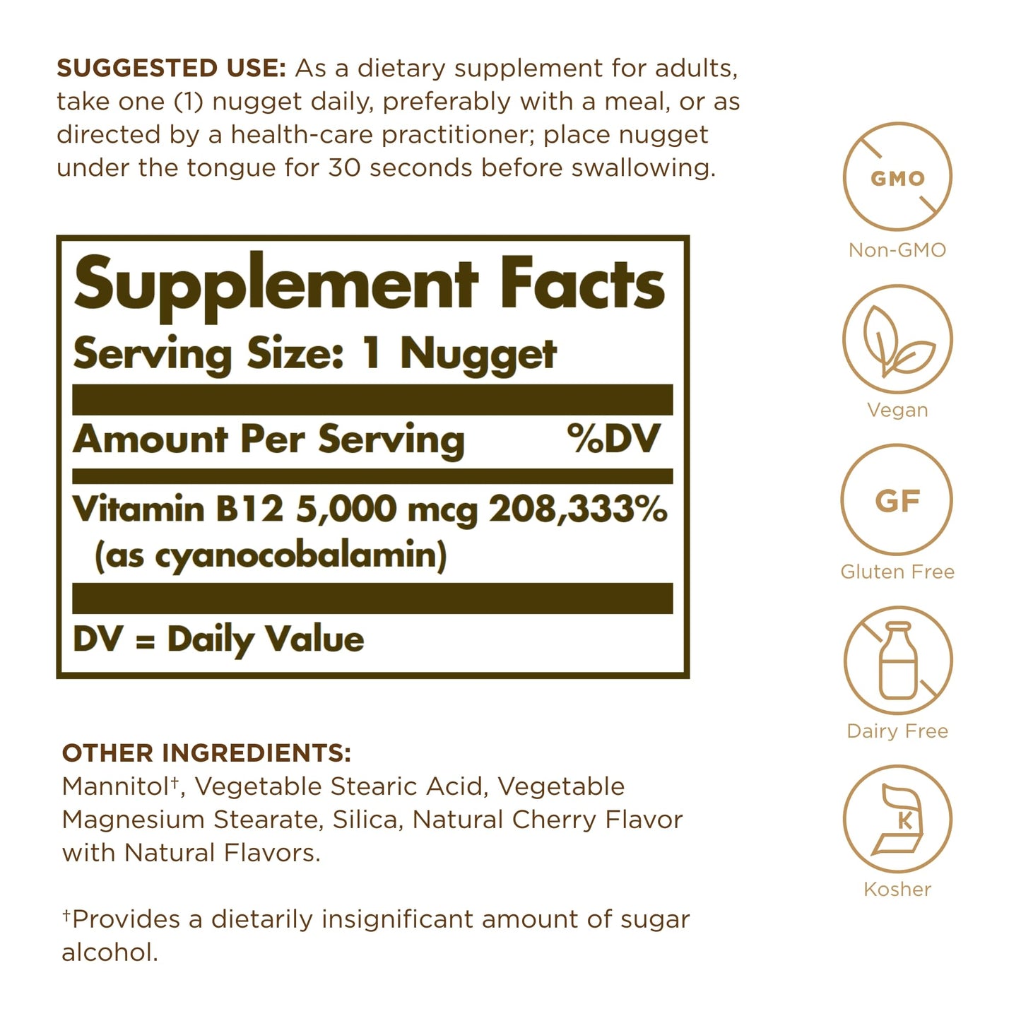 Caja de Vitamina B12 Solgar 5000 mcg con 30 púlsulas