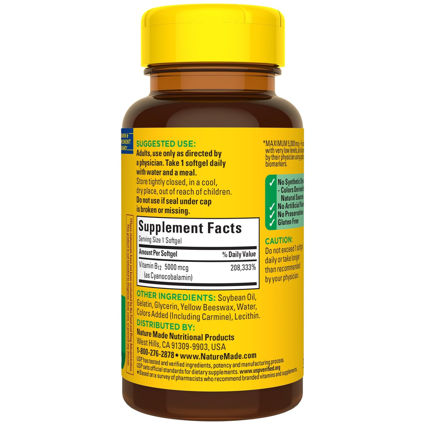 Caja suplementaria Nature Made Vitamina B12 5000 mcg