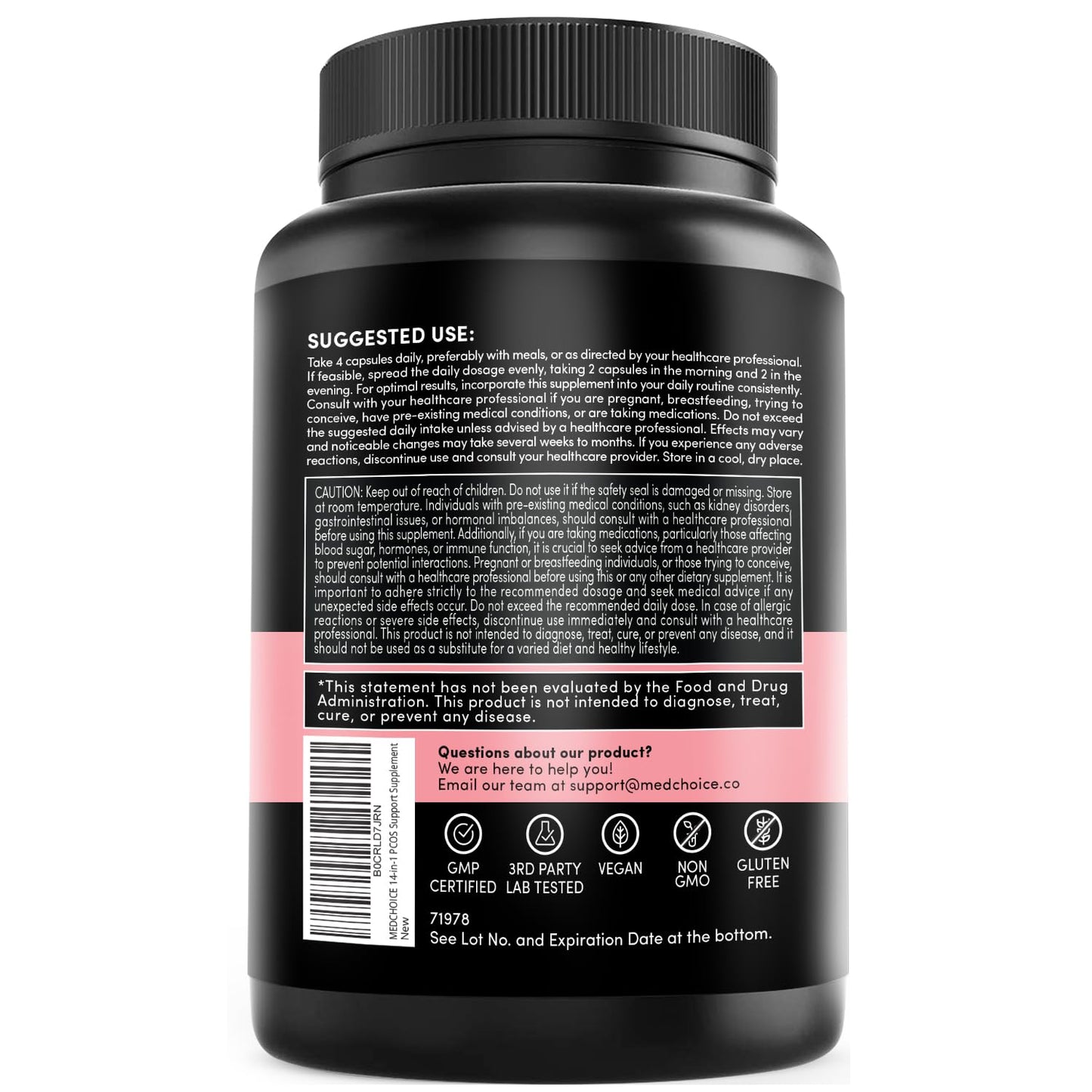 Caja del suplemento MEDCHOICE 14 en 1 inositol mujer