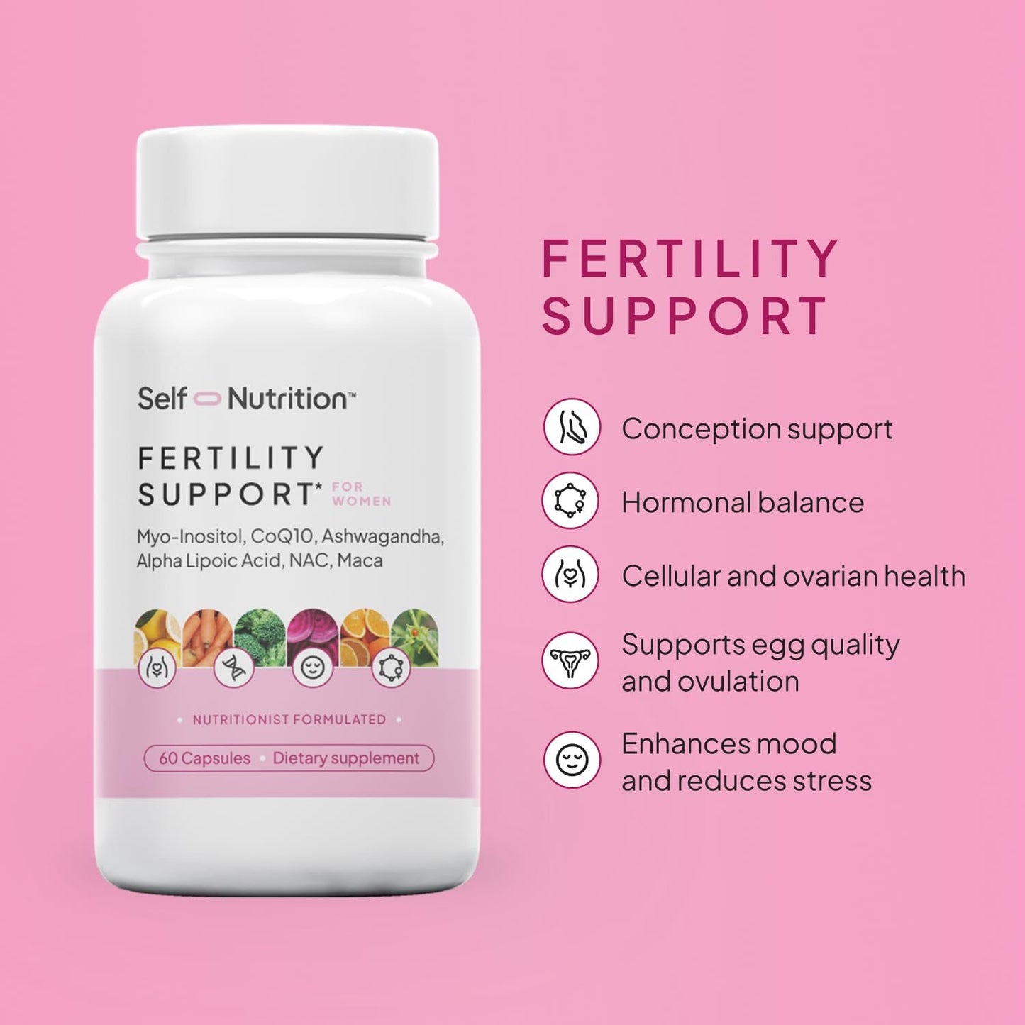 Caja de suplemento SELF NUTRITION para apoyo a la fertilidad femenina
