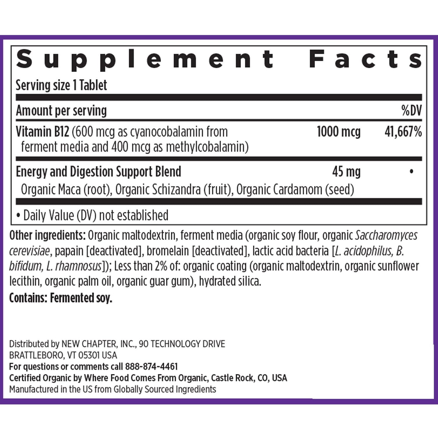 Caja suplemento vitamina B12 fermentada New Chapter