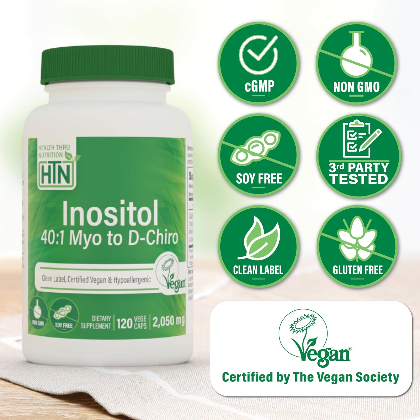 Caja conjunto suplementos Health Thru Nutrition inositol 40:1