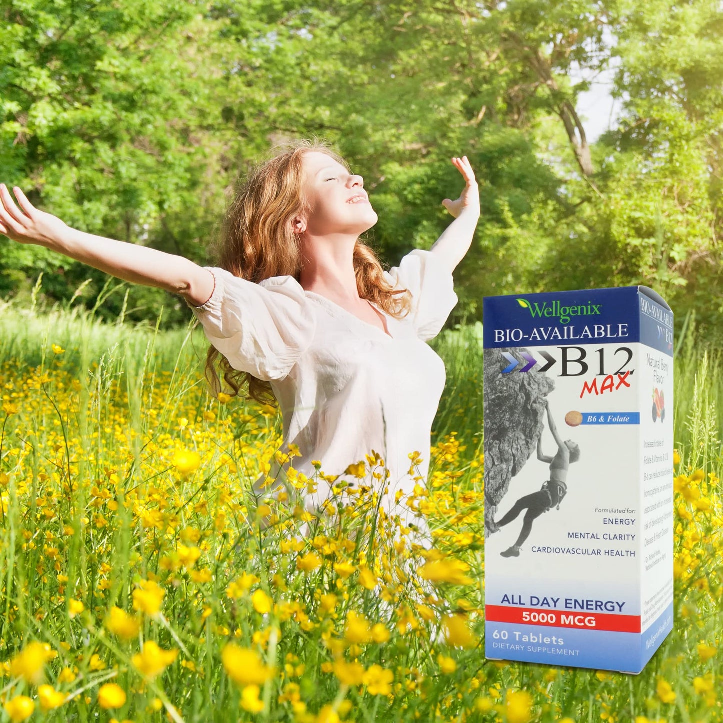 Caja de tabletas sublinguales de vitamina b12 Wellgenix