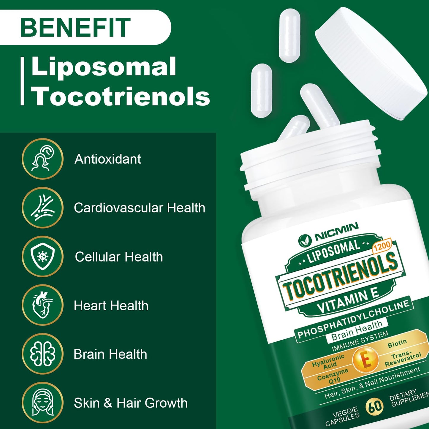 Caja de tocotrienoles vitamina e 1200mg alta pureza