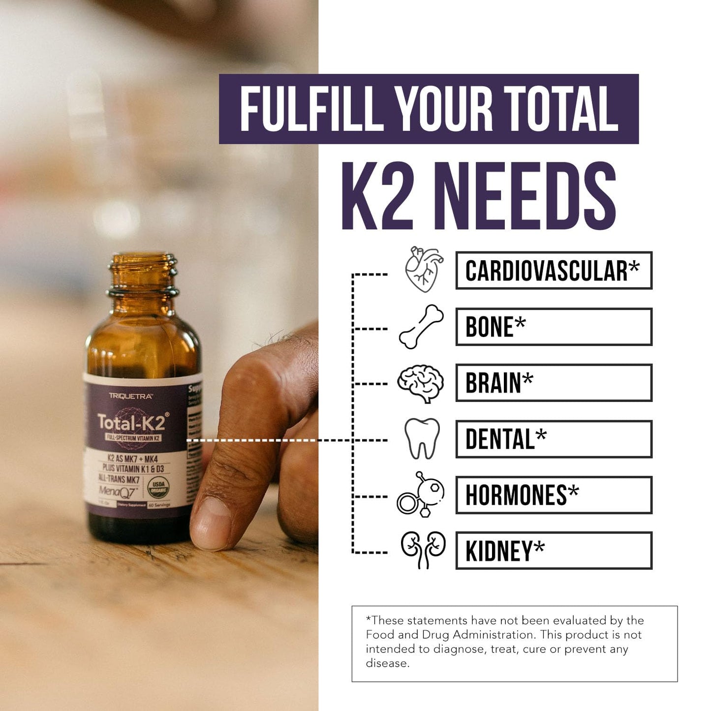 Caja Total K2 suplemento orgánico vitamina K2 y D3 líquido