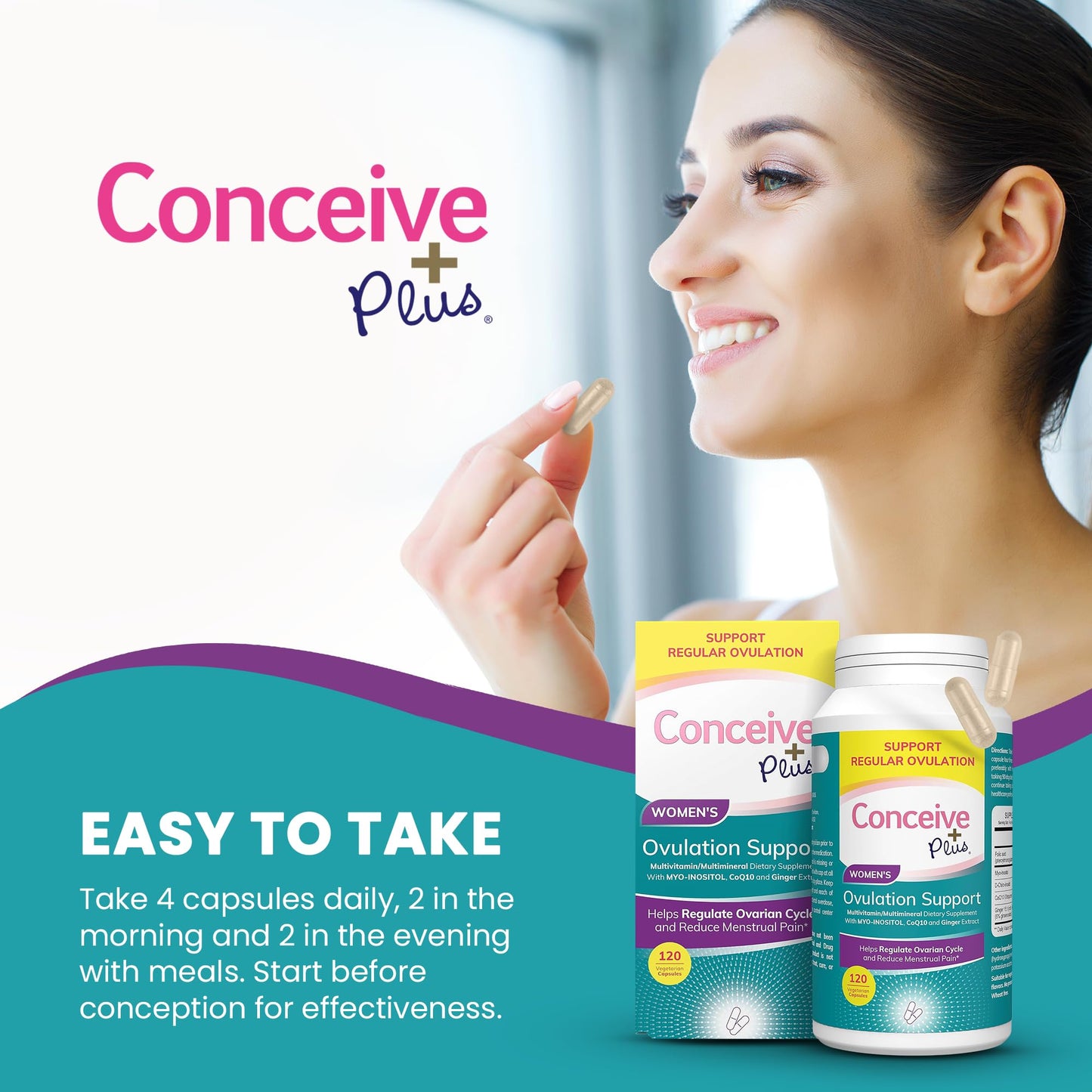Caja trasera Conceive Plus lubricante fertilidad y suplemento