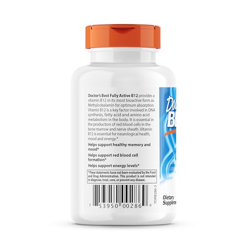 Caja vitamina b12 doctor's best ayuda memoria y ánimo saludable