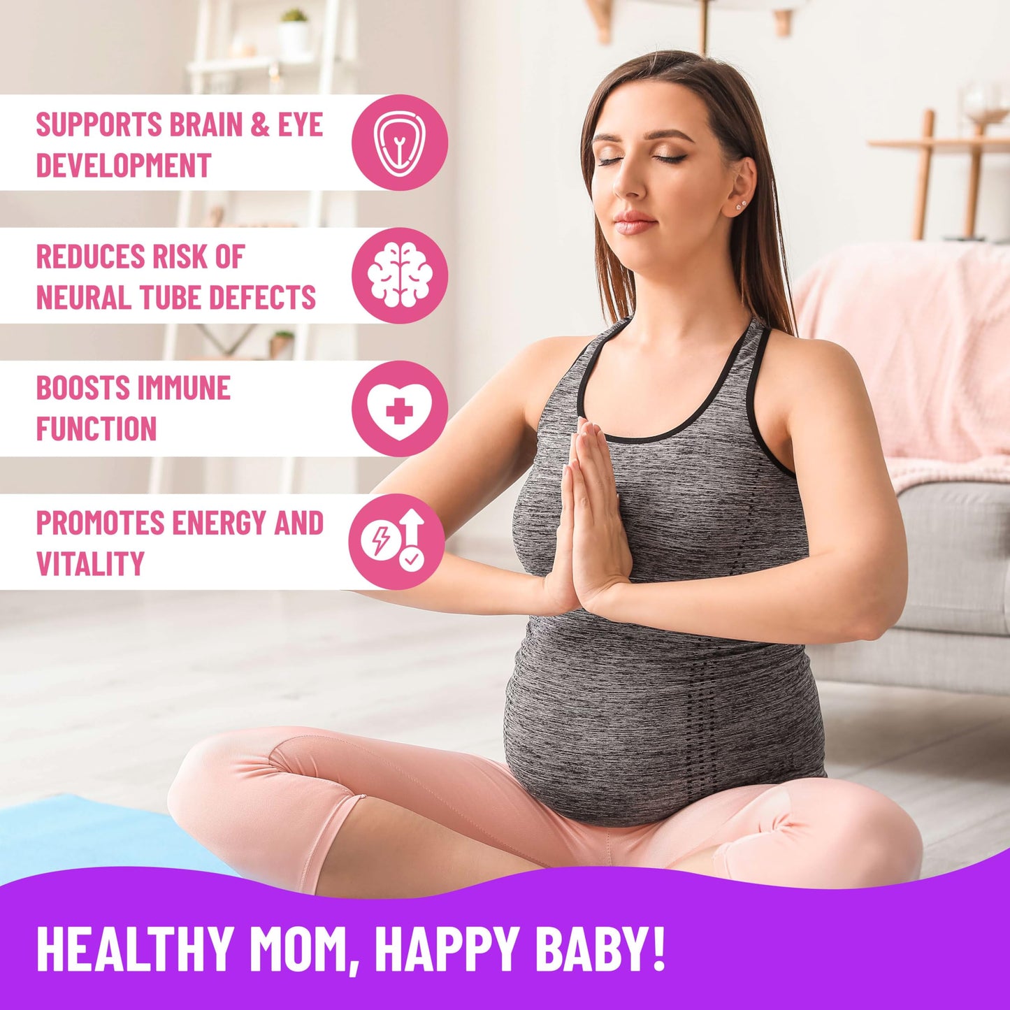 Caja de vitaminas prenatales con folato metilado y vitaminas B