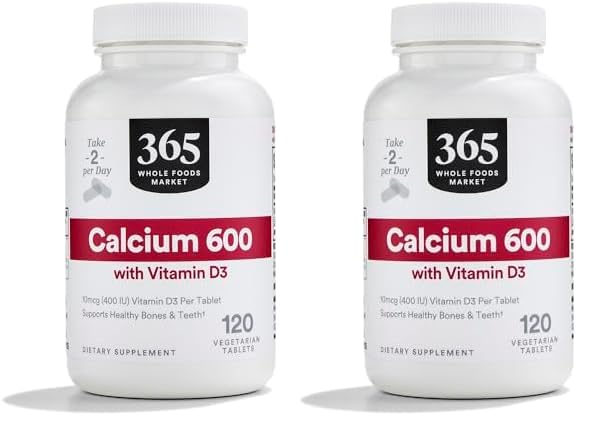 Calcio 600 con Vitamina D3 120 tabletas Whole Foods